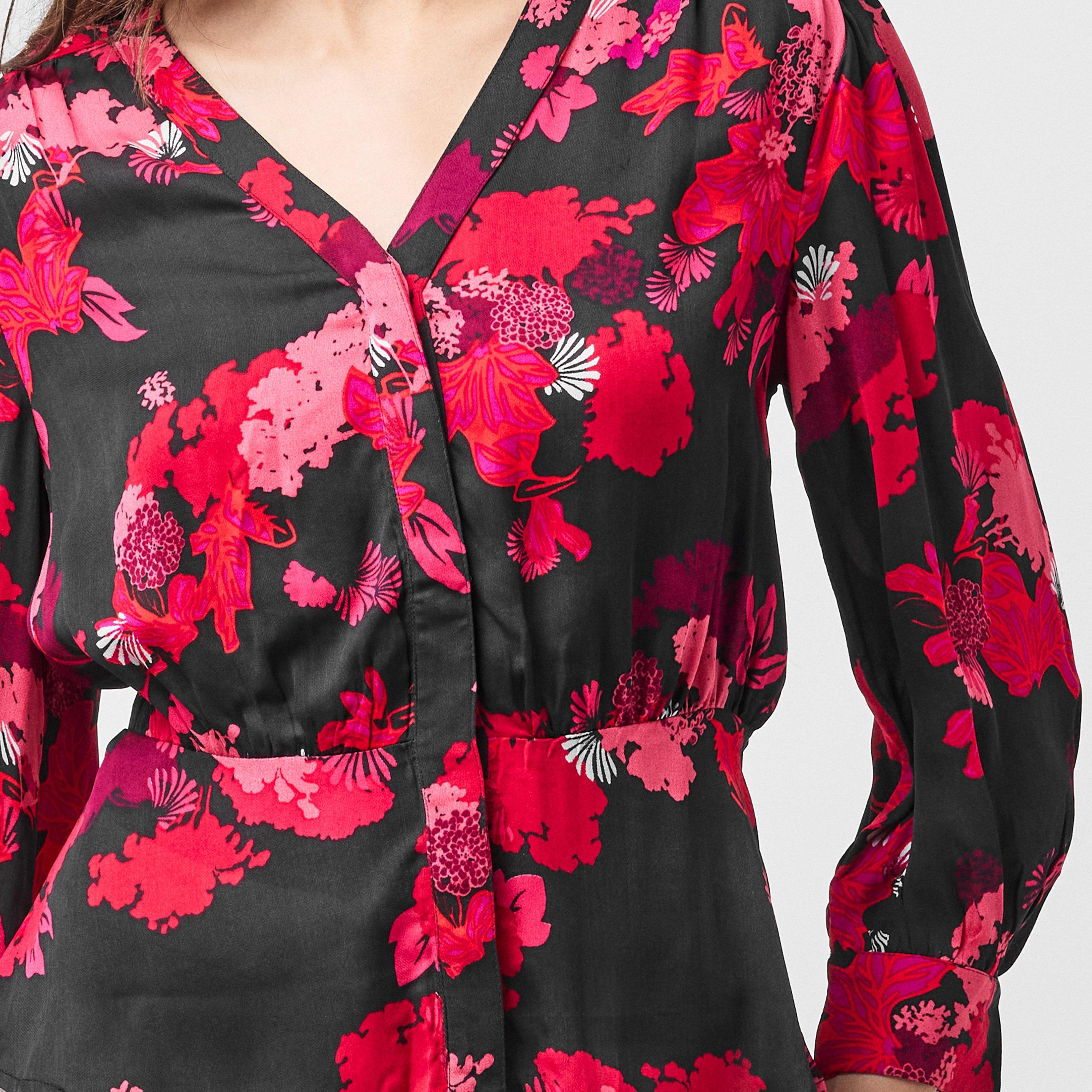 Blackout Multi - French Connection - Women's Chiara Balloon Sleeve Long Patterned Shirt - 5