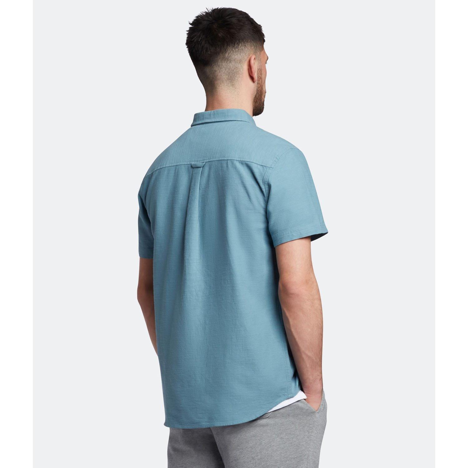 Blue - Lyle and Scott - Cotton Slub Short Sleeve Shirt - 3
