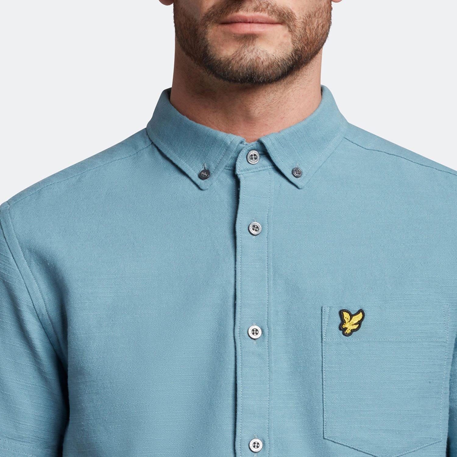 Blue - Lyle and Scott - Cotton Slub Short Sleeve Shirt - 4