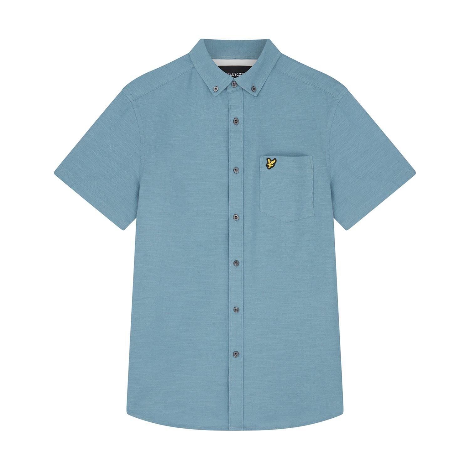 Blue - Lyle and Scott - Cotton Slub Short Sleeve Shirt - 5