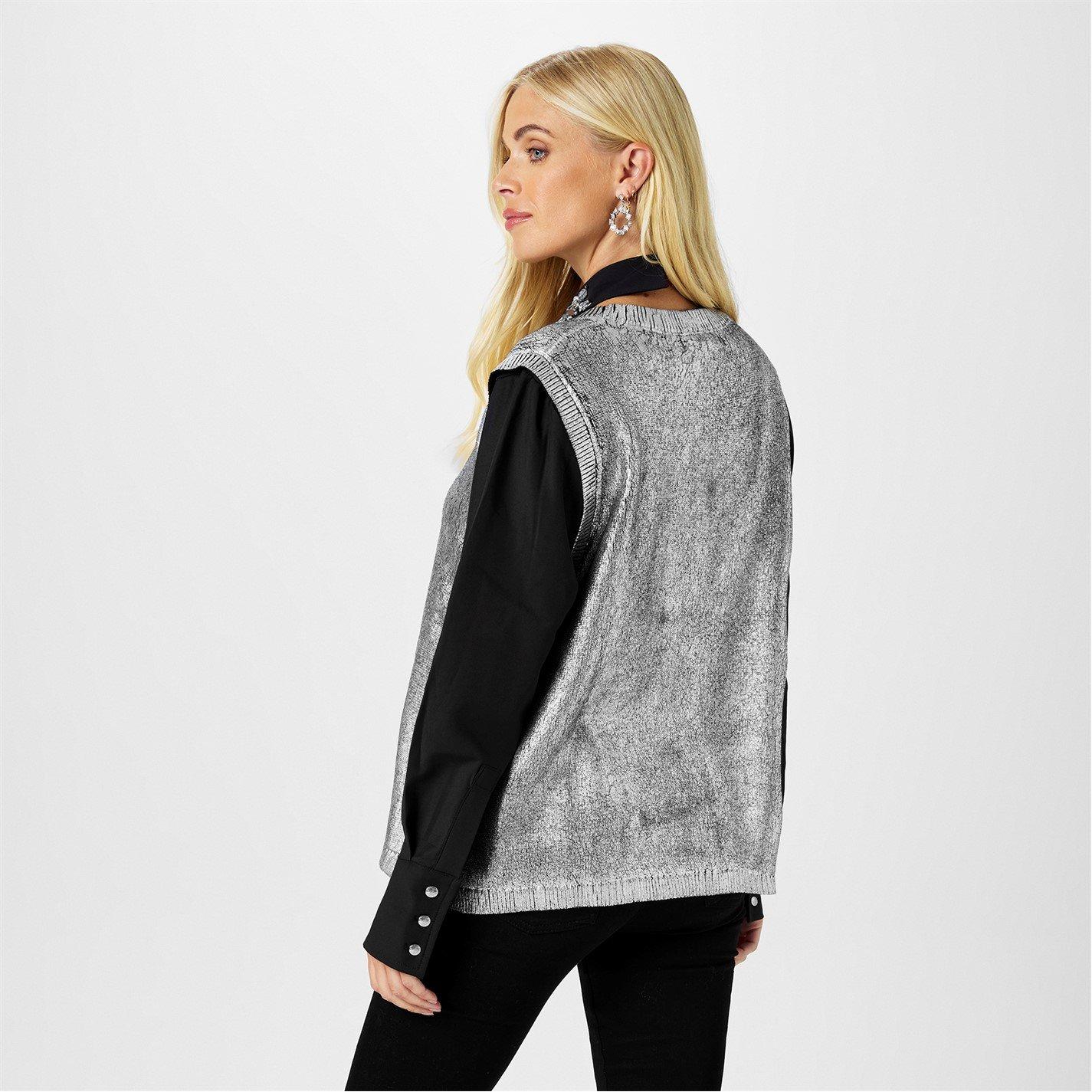 Silver - Biba - Biba Embellished Collar 2in1 Jumper - 3