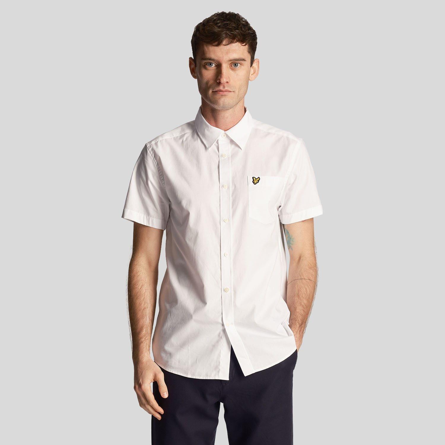 White - Lyle and Scott - Plain Poplin Short Sleeve Shirt - 1