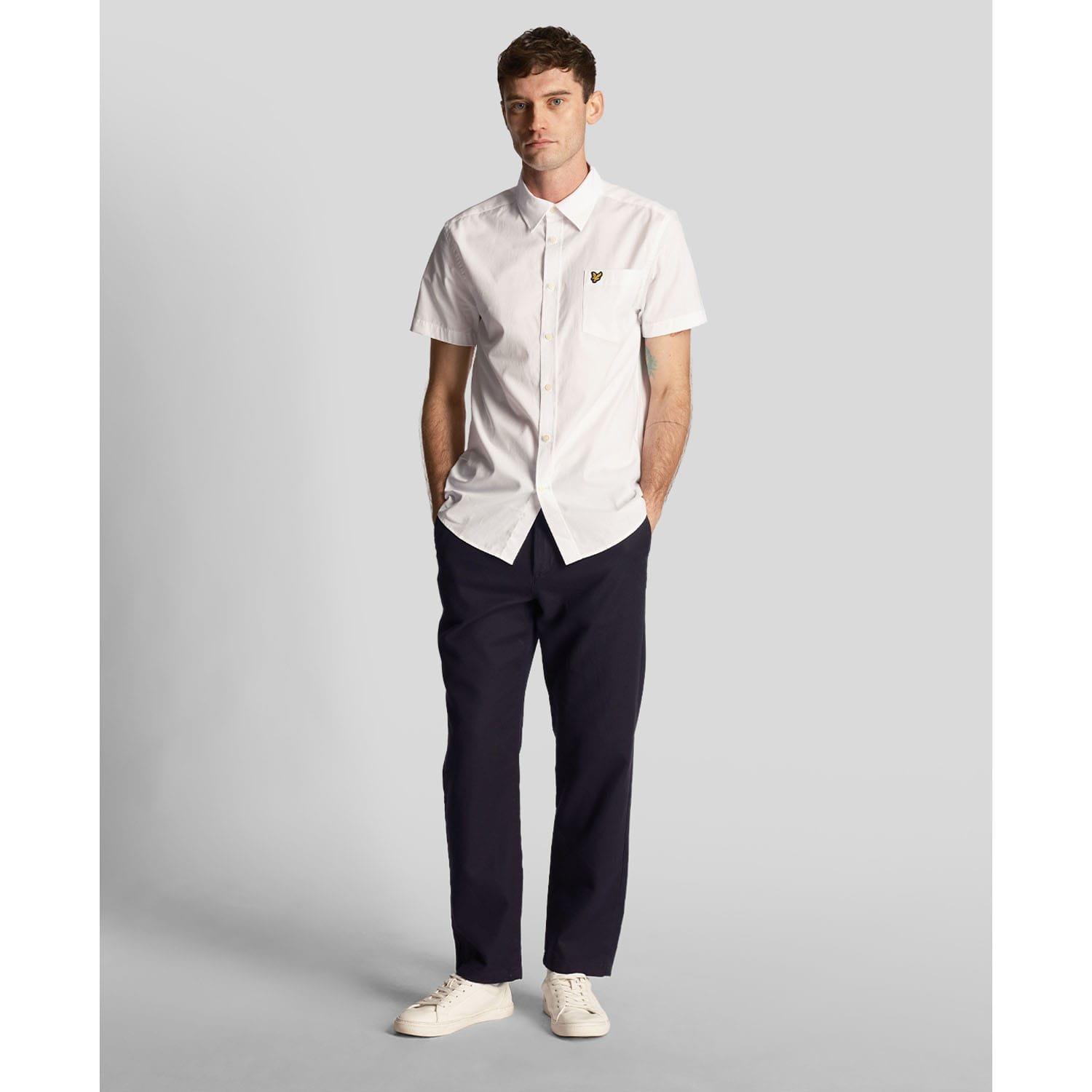 White - Lyle and Scott - Plain Poplin Short Sleeve Shirt - 2