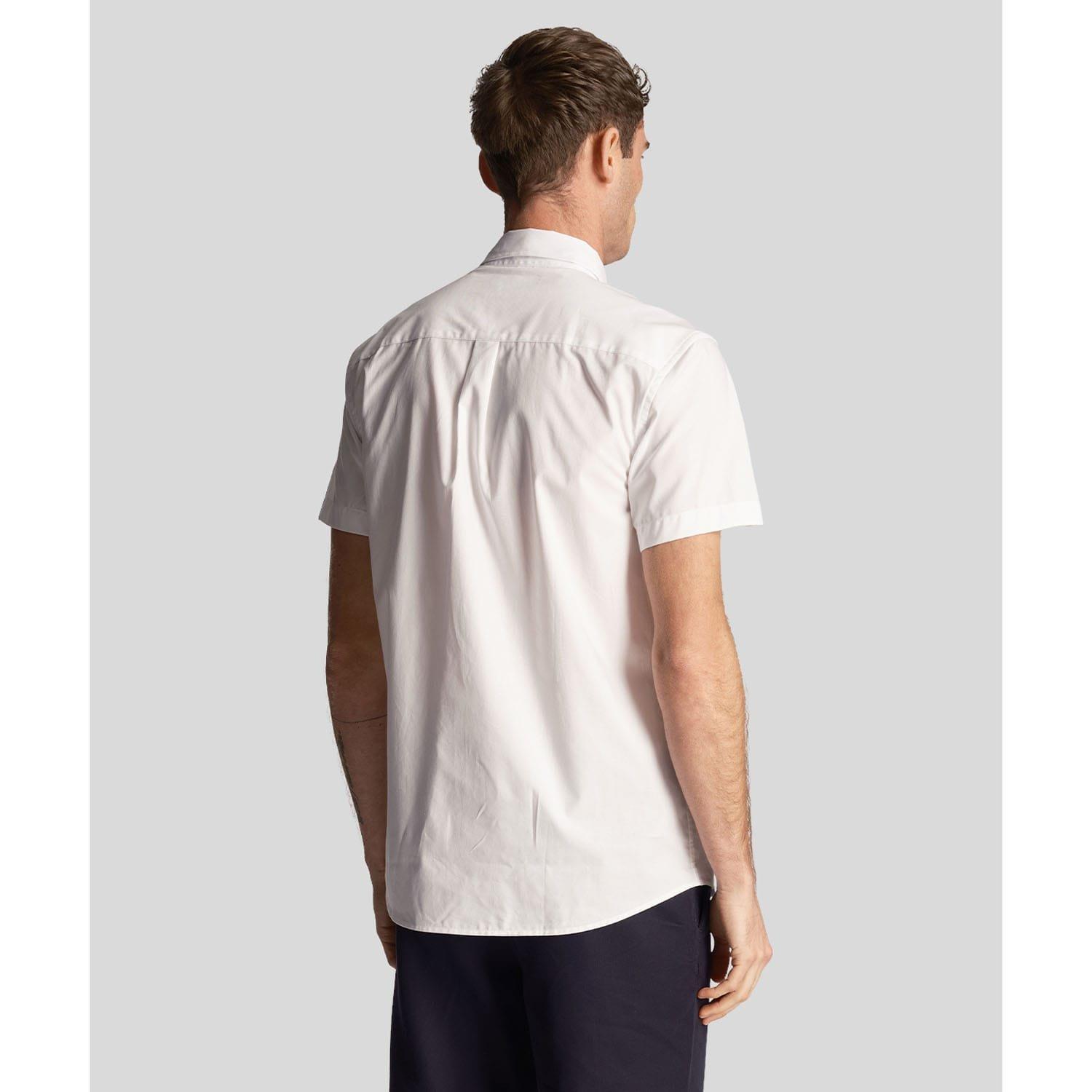 White - Lyle and Scott - Plain Poplin Short Sleeve Shirt - 3