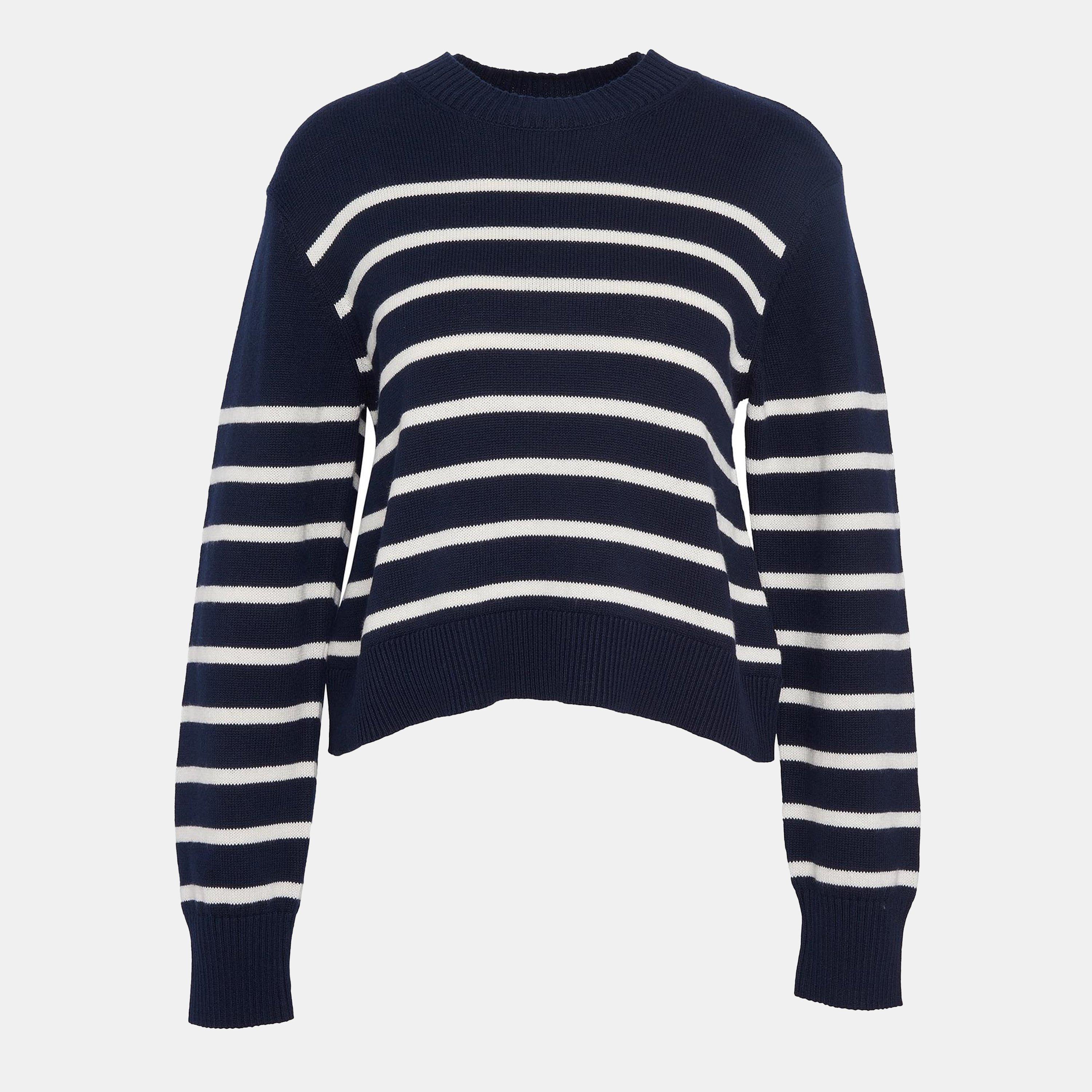 Navy/Cloud - Barbour - Emery Striped Crew Neck Jumper - 1