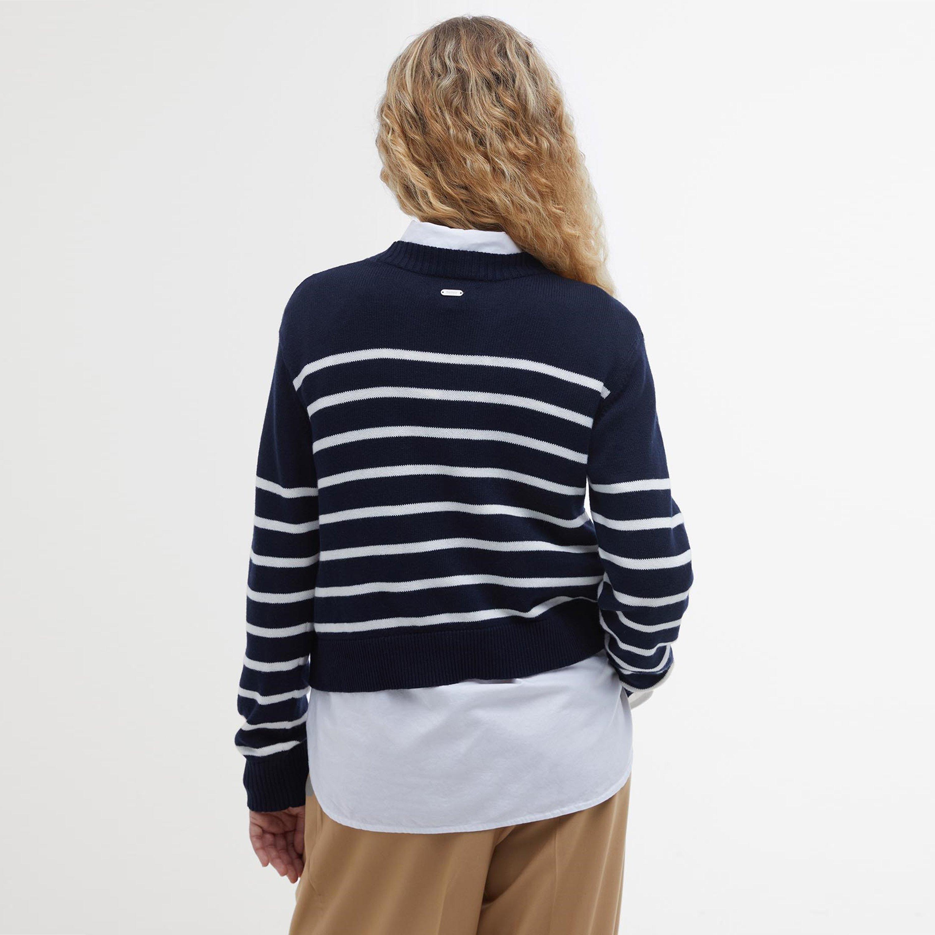 Navy/Cloud - Barbour - Emery Striped Crew Neck Jumper - 3