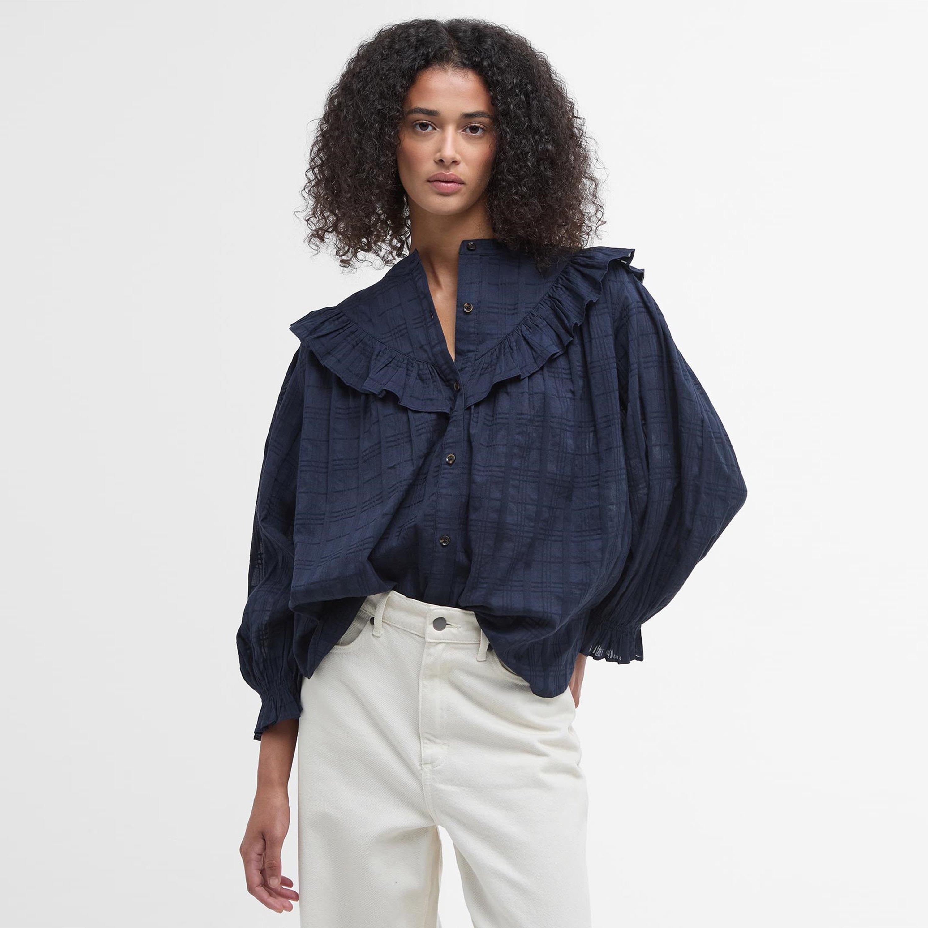 Navy - Barbour - Fearne Frilled Shirt - 2