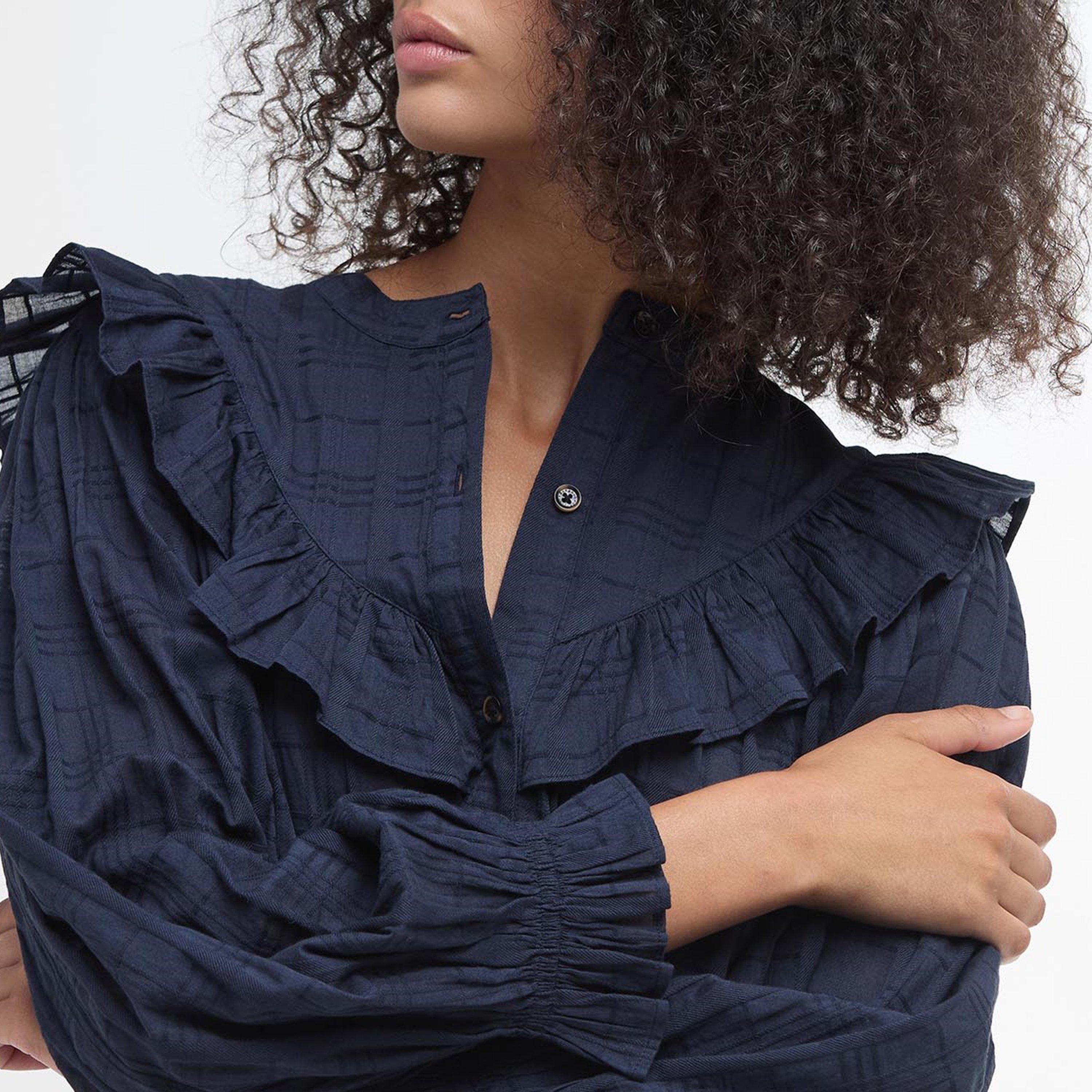 Navy - Barbour - Fearne Frilled Shirt - 4