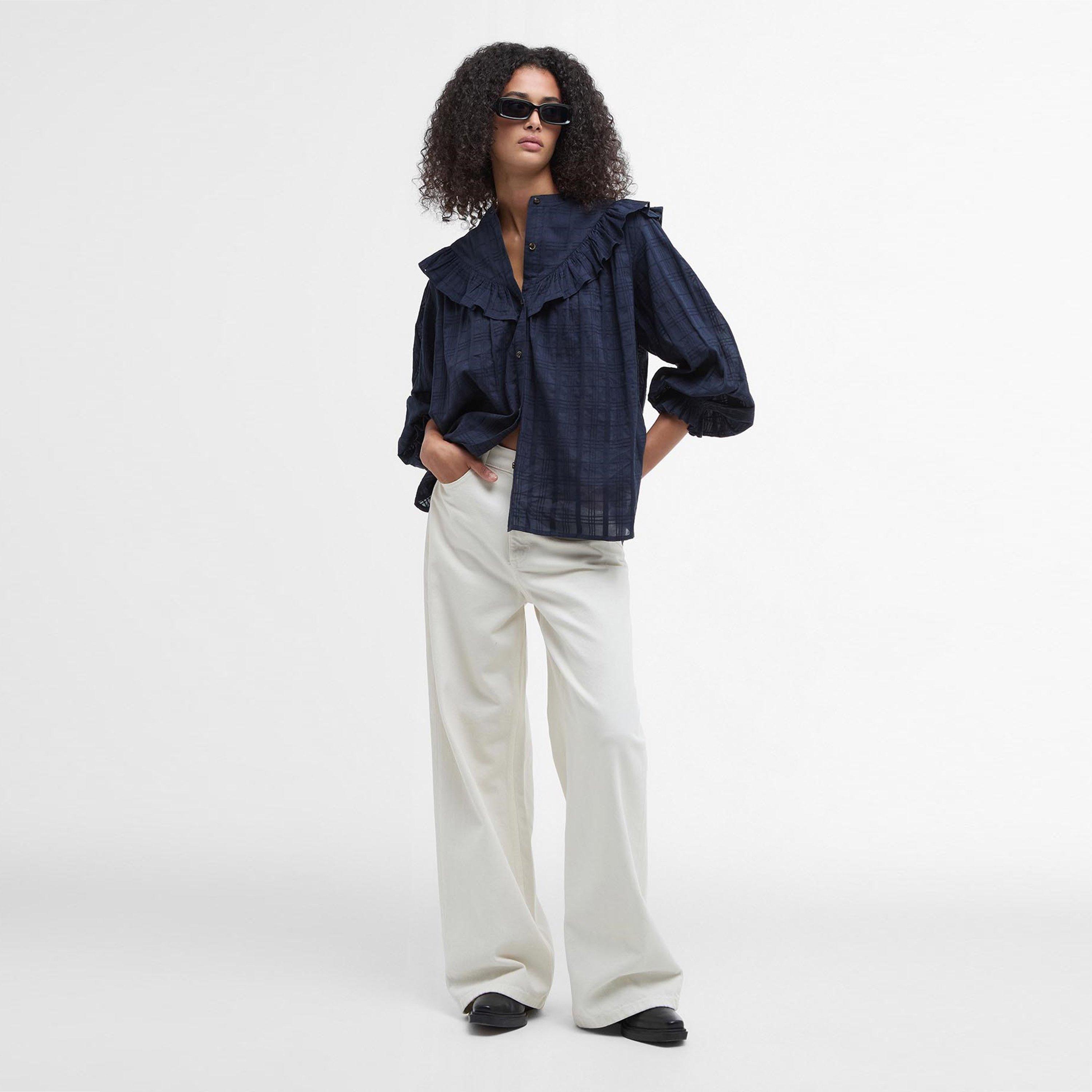 Navy - Barbour - Fearne Frilled Shirt - 5