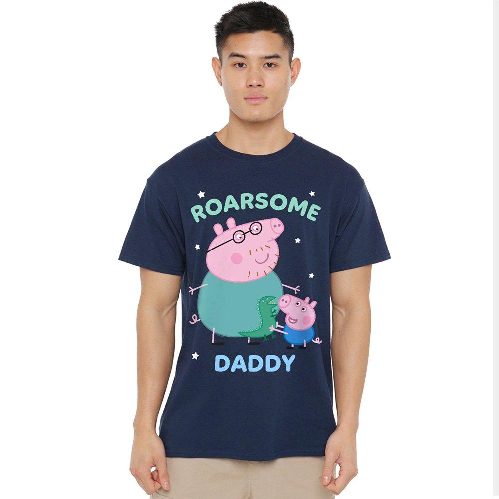 Hasbro Men's Peppa Pig Roarsome Daddy Pig T Shirt Navy - 5XL