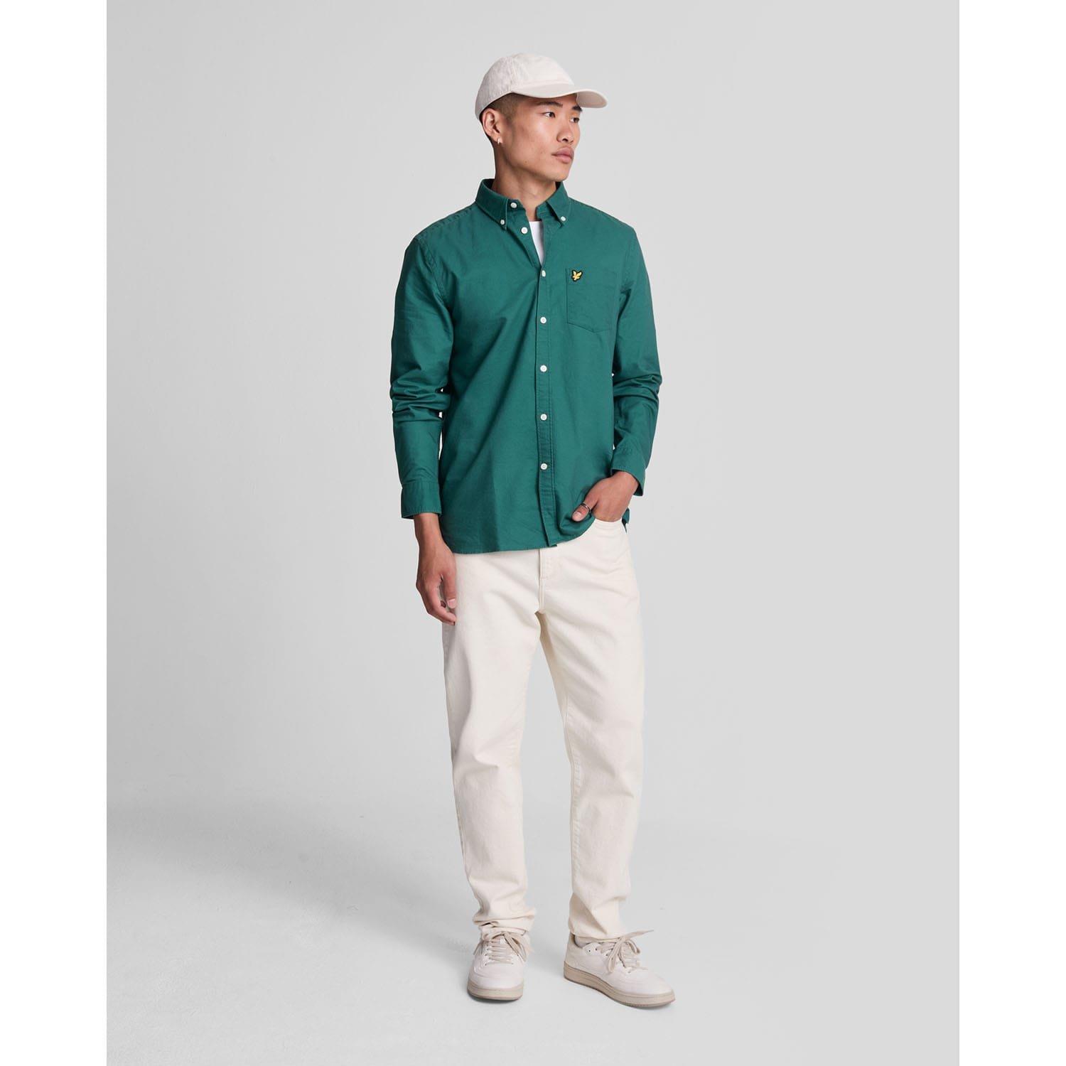Green - Lyle and Scott - Plain Oxford Shirt - 2