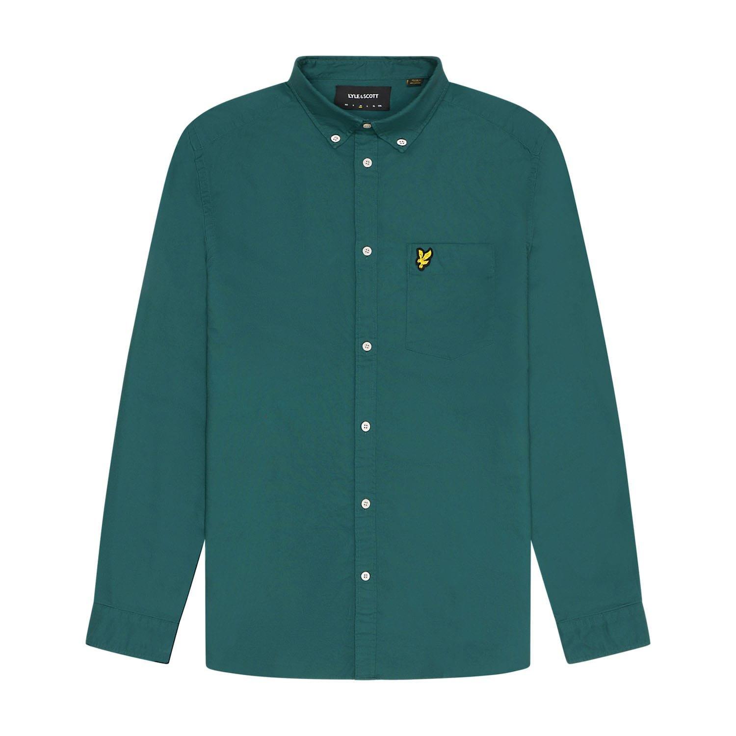Green - Lyle and Scott - Plain Oxford Shirt - 5