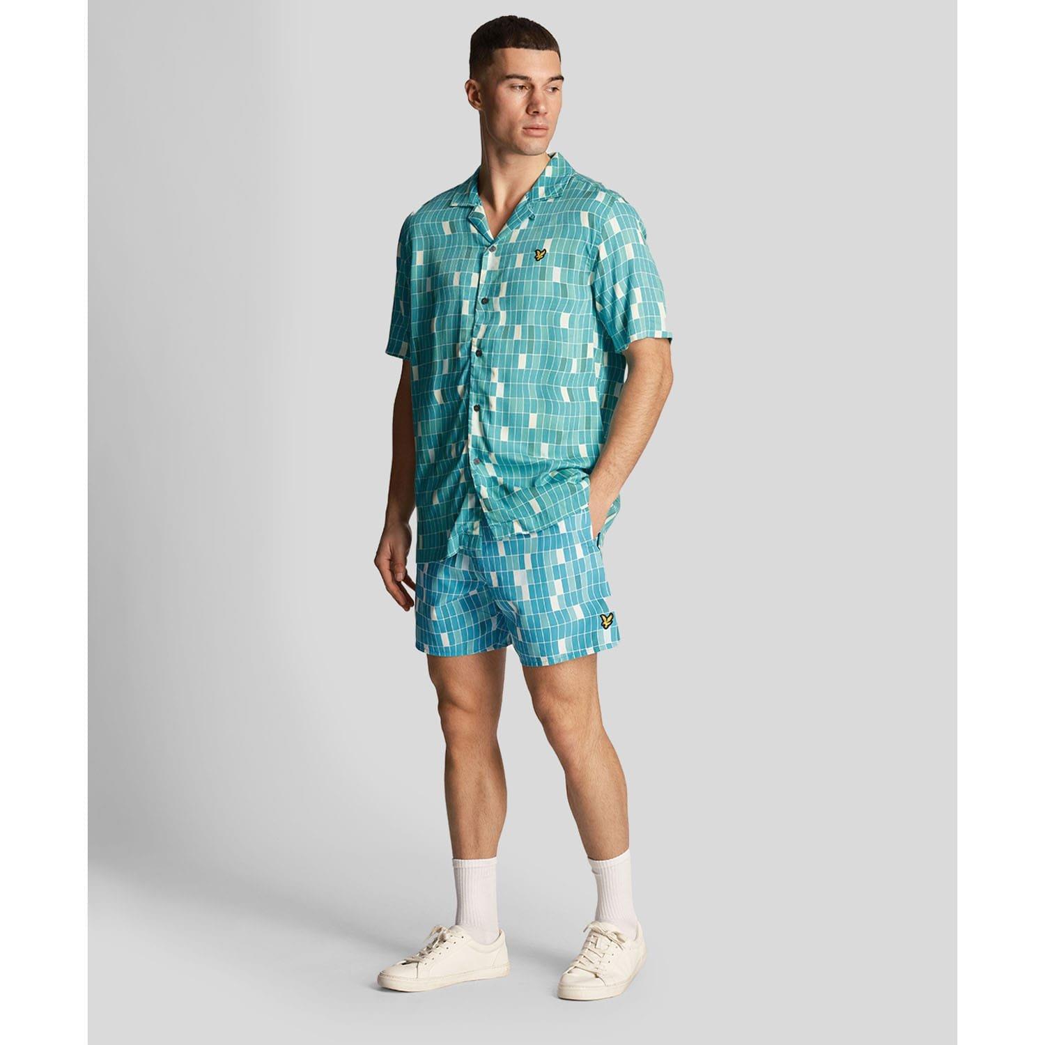 Blue - Lyle and Scott - Pool Print Swim Shorts - 2