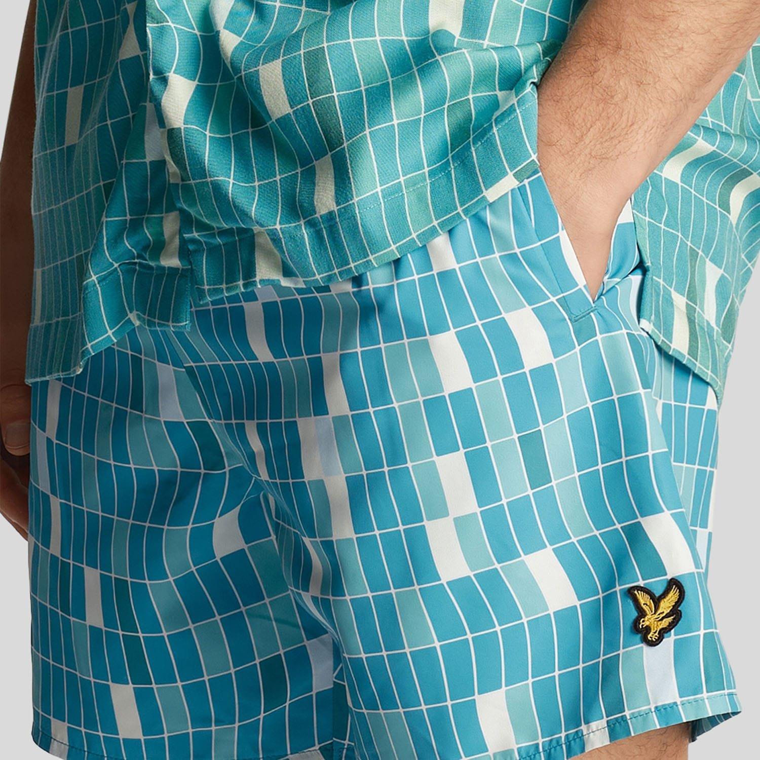 Blue - Lyle and Scott - Pool Print Swim Shorts - 4