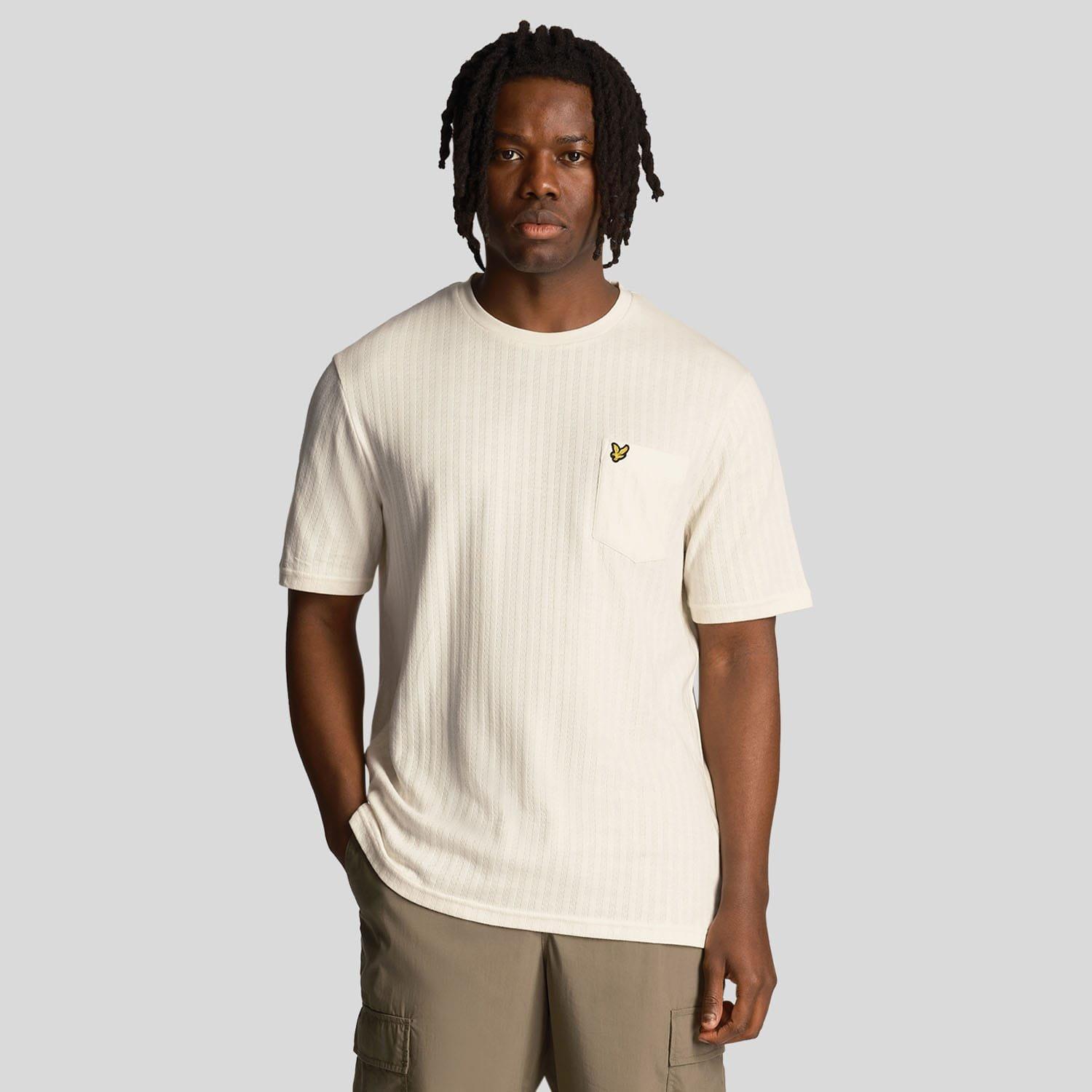 White - Lyle and Scott - Textured Stripe T-Shirt - 1
