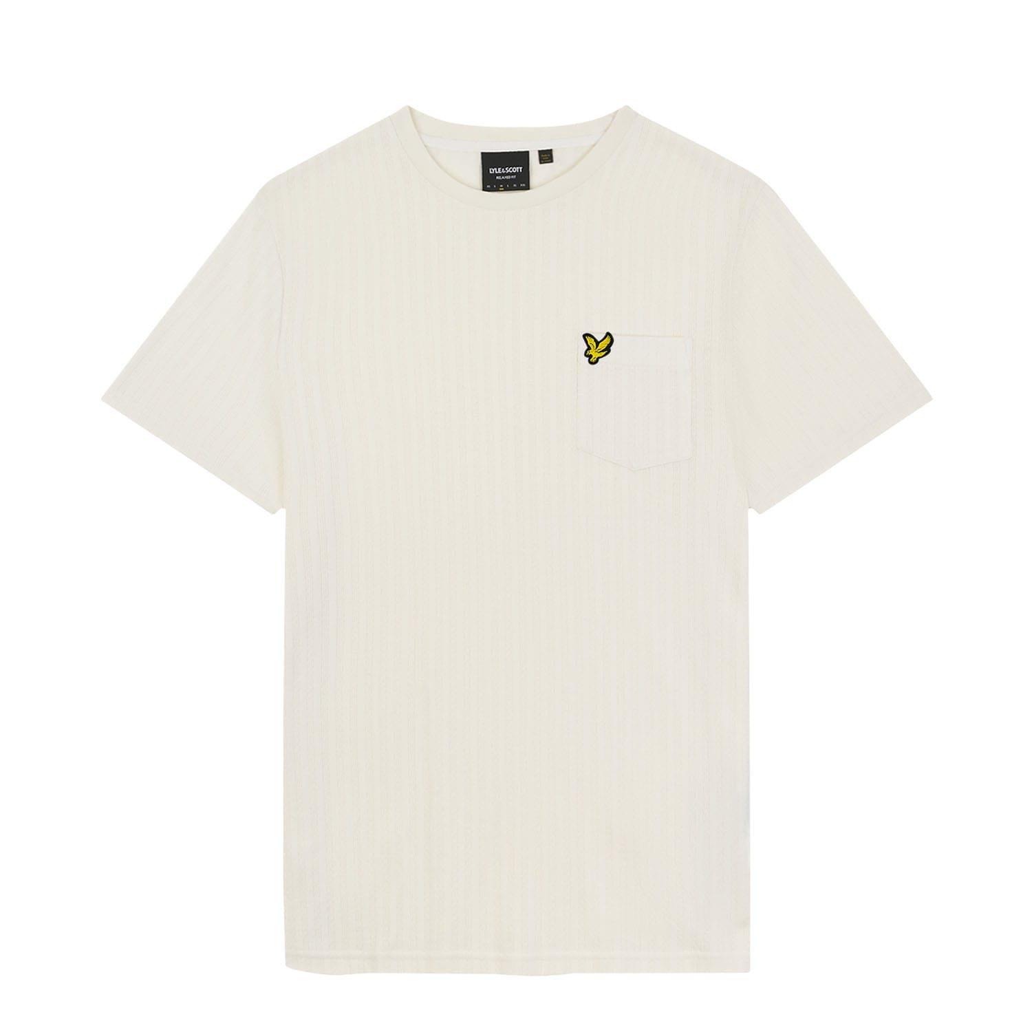 White - Lyle and Scott - Textured Stripe T-Shirt - 5
