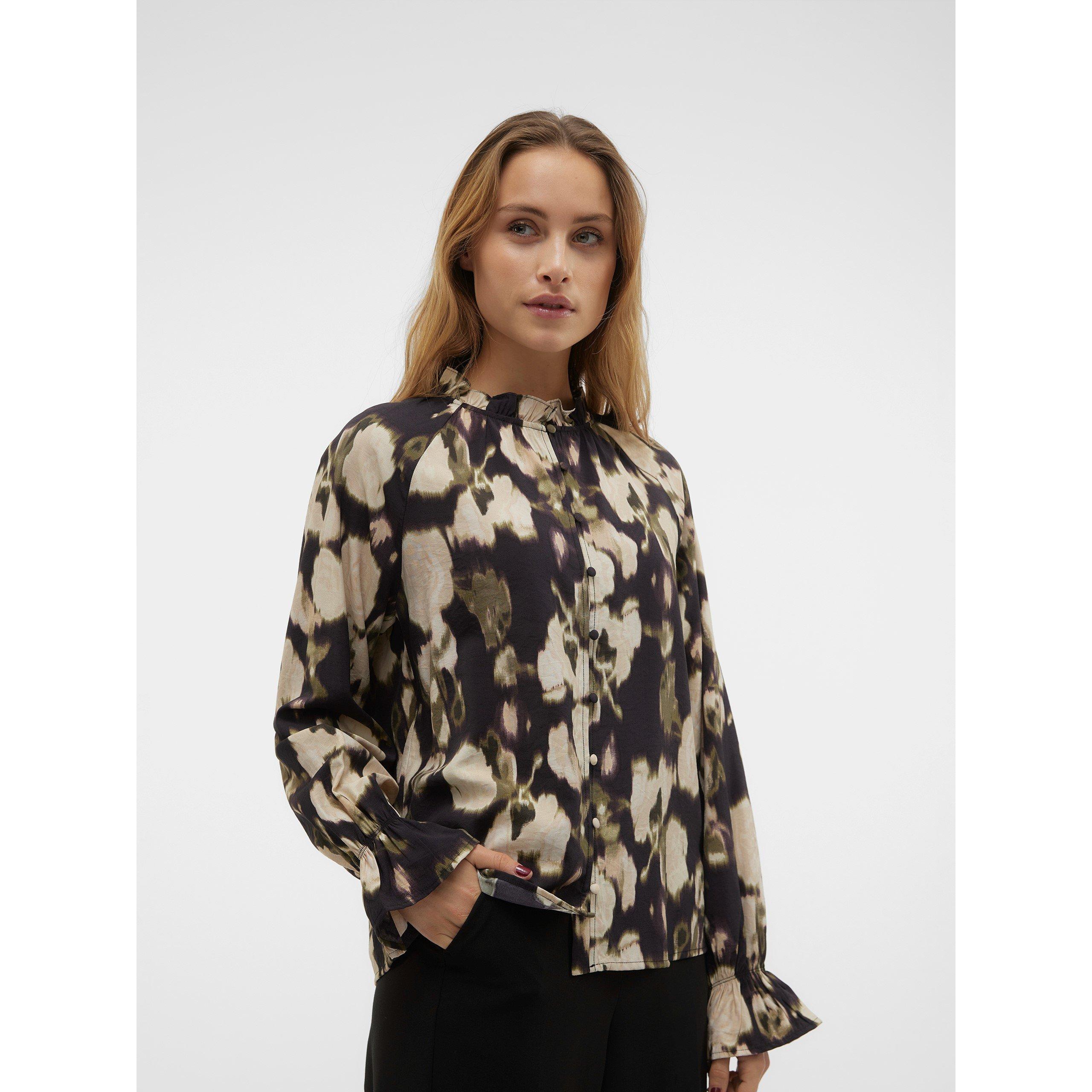 Black - Vero Moda - Women's Frill Long-Sleeve Patterned Shirt - 2