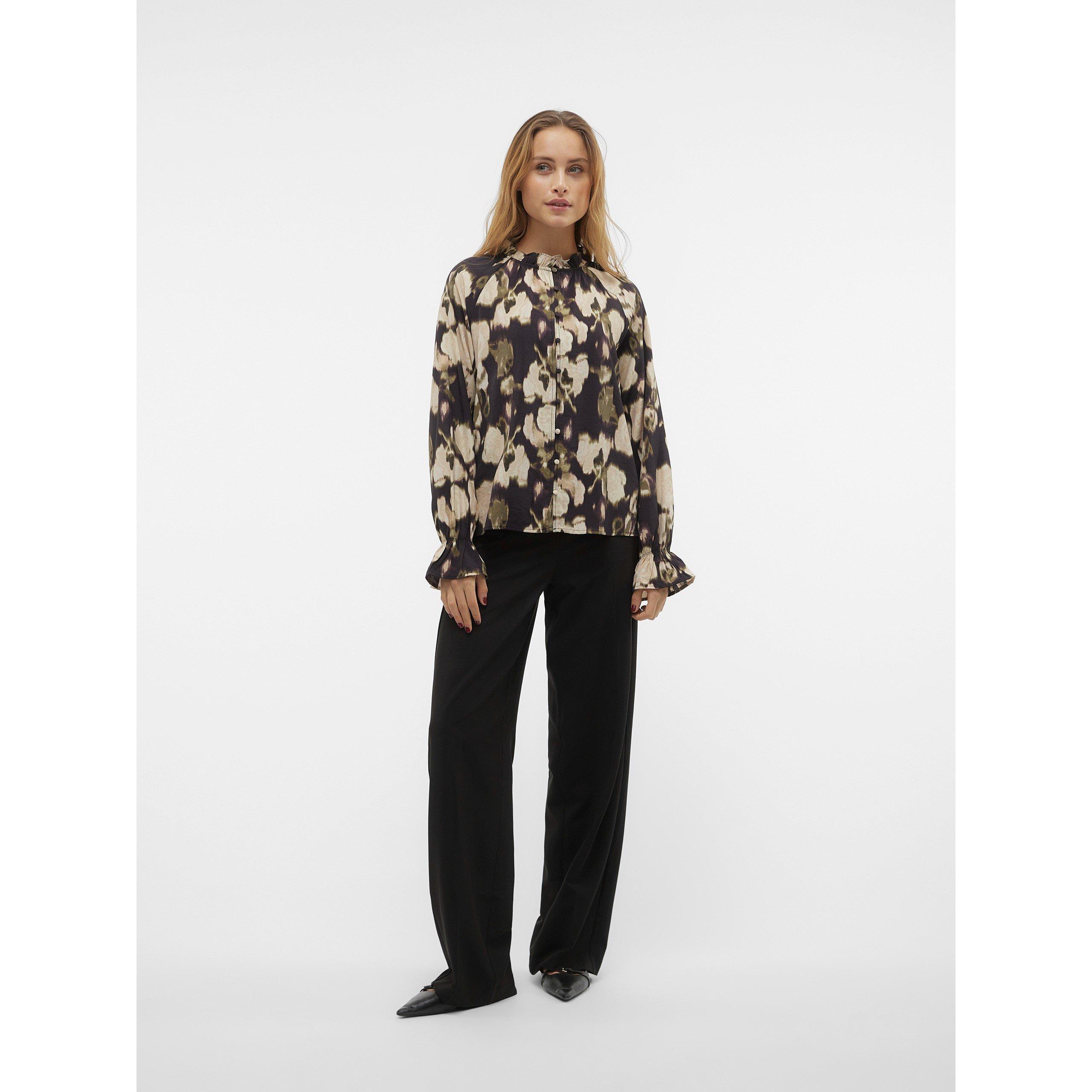 Black - Vero Moda - Women's Frill Long-Sleeve Patterned Shirt - 3