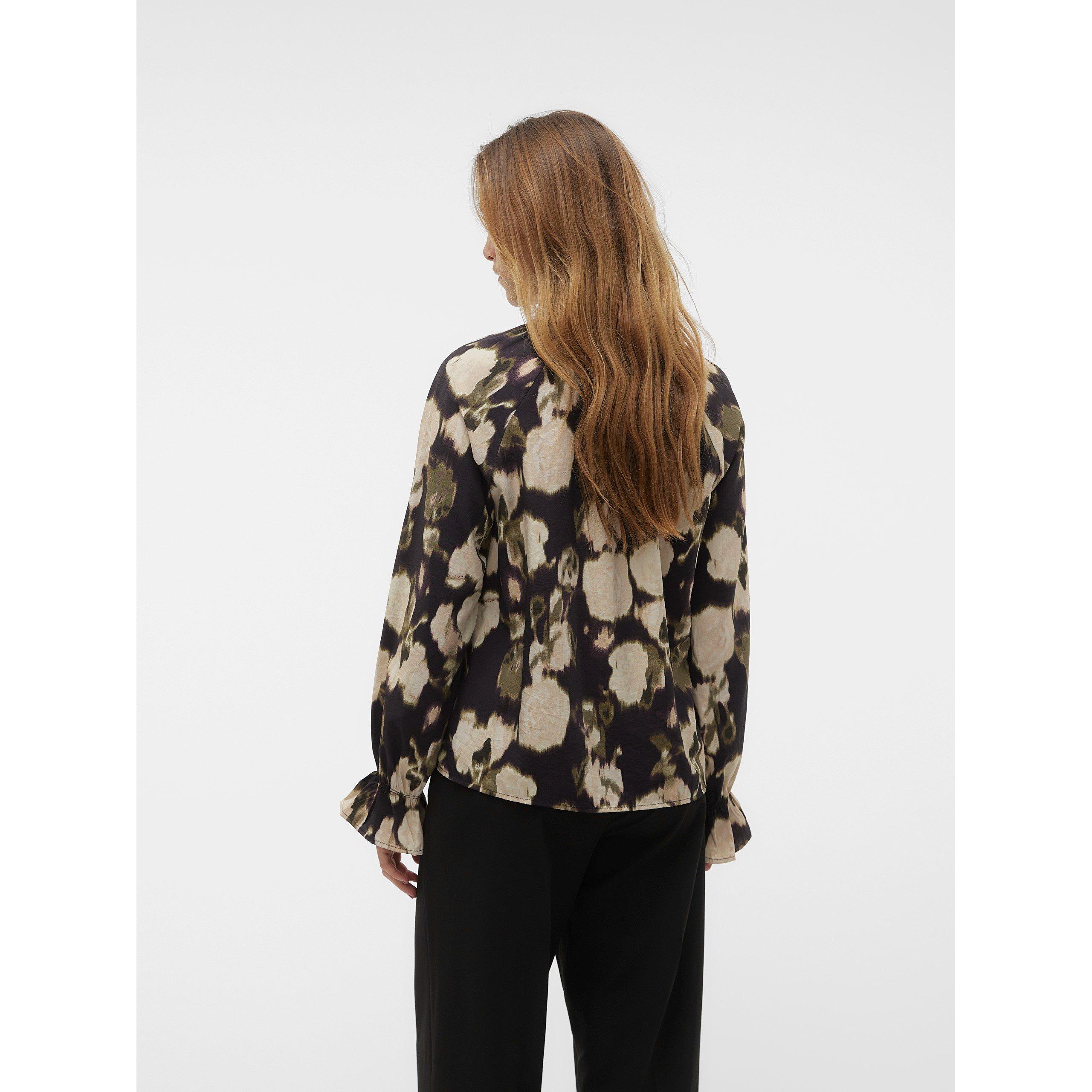 Black - Vero Moda - Women's Frill Long-Sleeve Patterned Shirt - 4