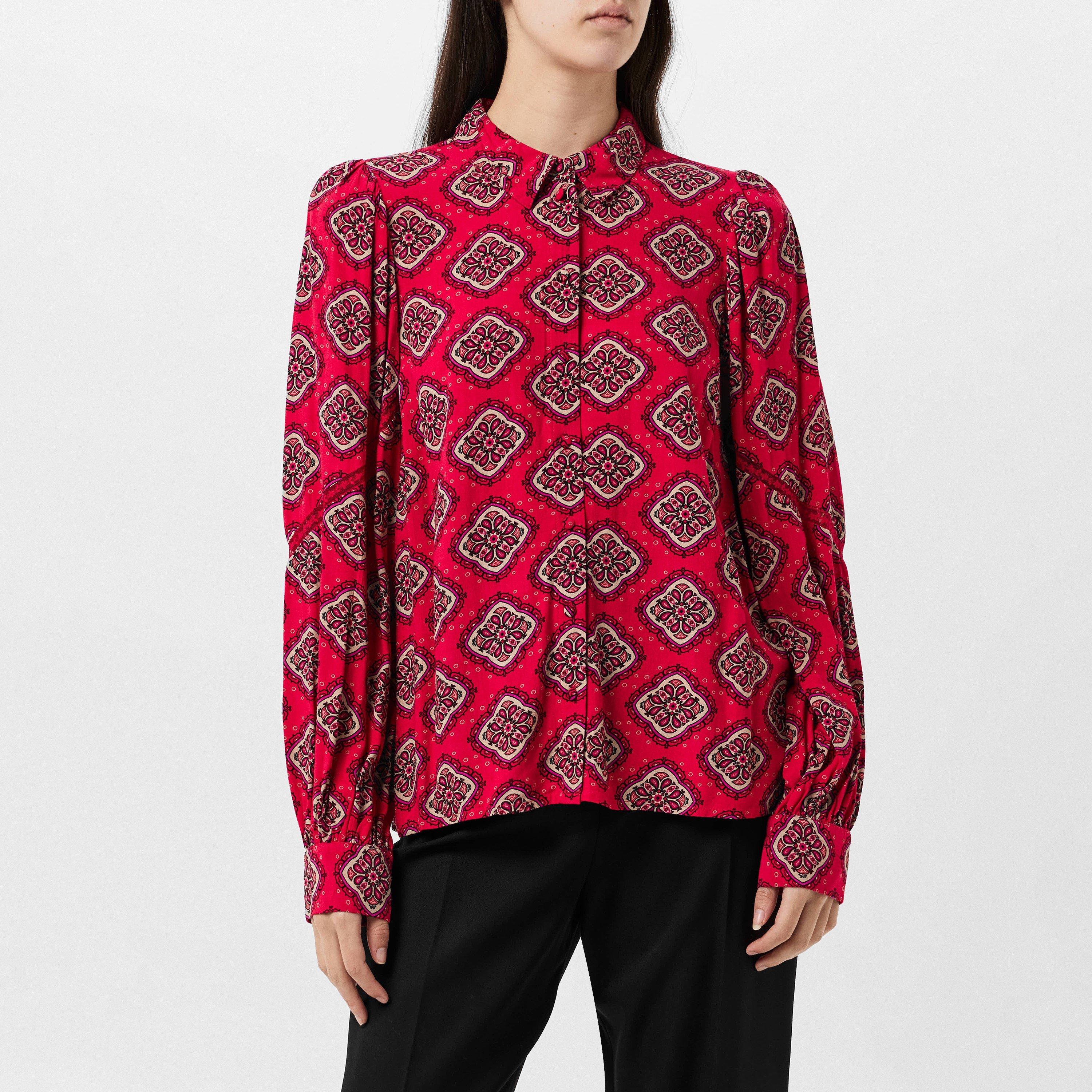 Rspbrry Wine - Vero Moda - Women's Long-Sleeve Lace Patterned Shirt - 2