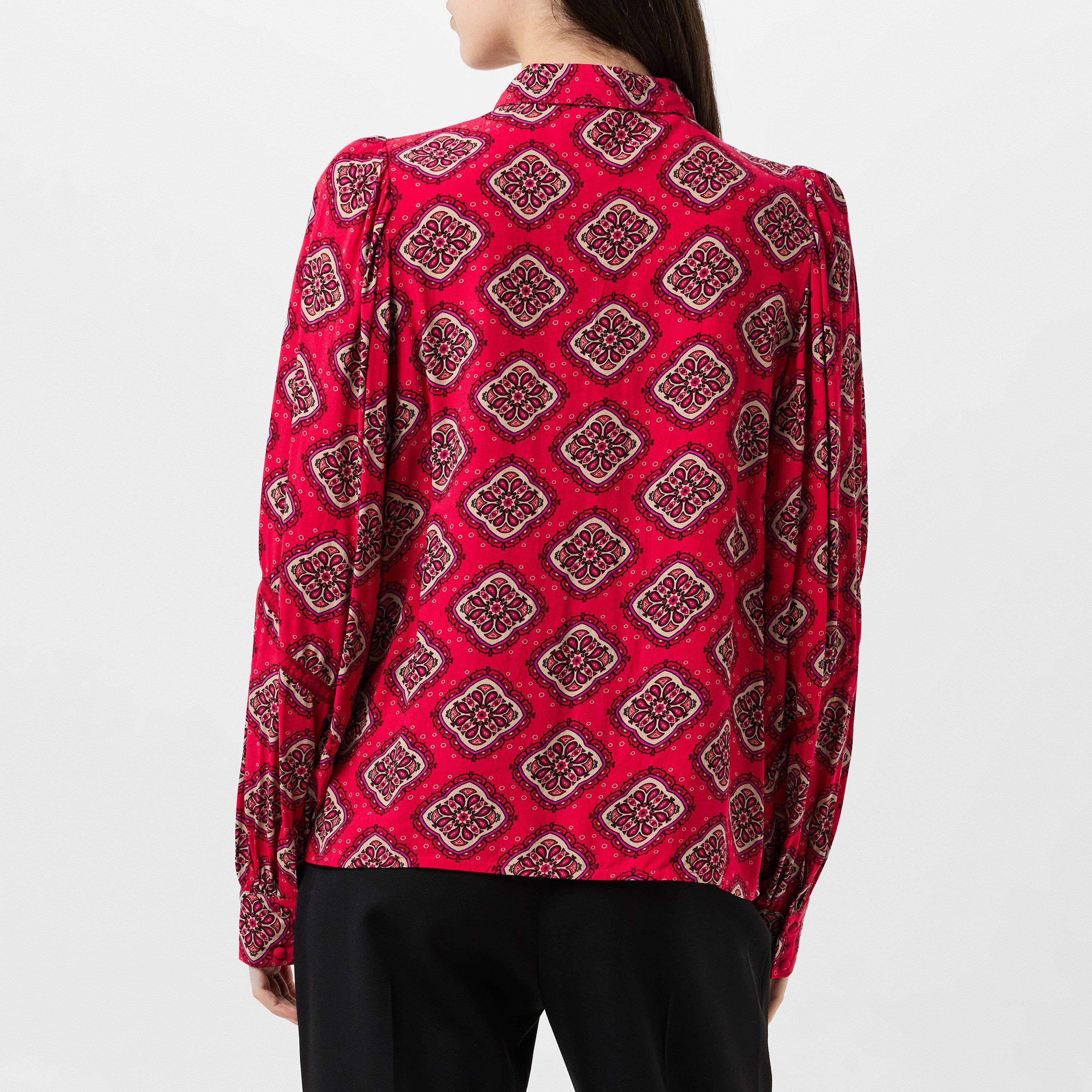 Rspbrry Wine - Vero Moda - Women's Long-Sleeve Lace Patterned Shirt - 3