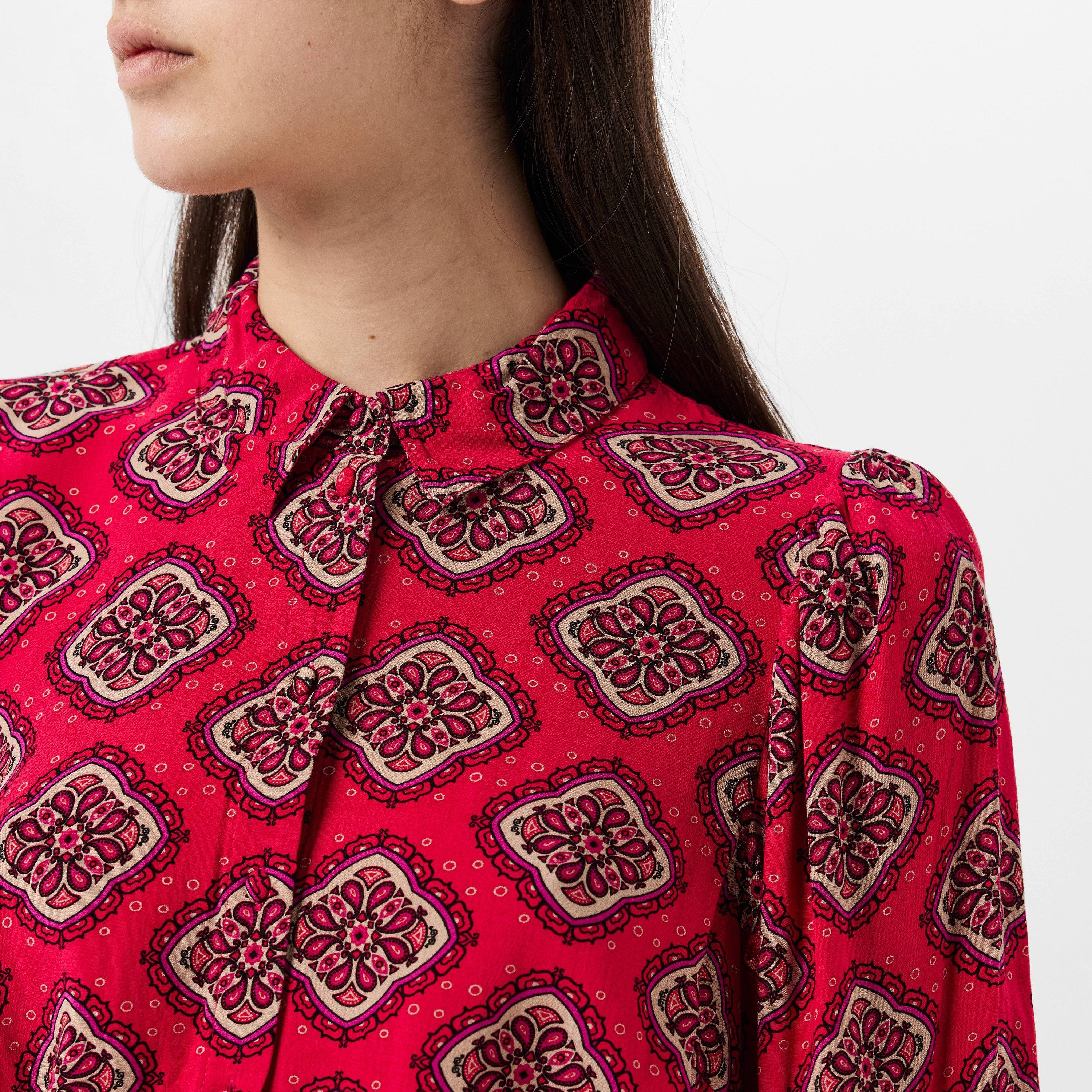 Rspbrry Wine - Vero Moda - Women's Long-Sleeve Lace Patterned Shirt - 4