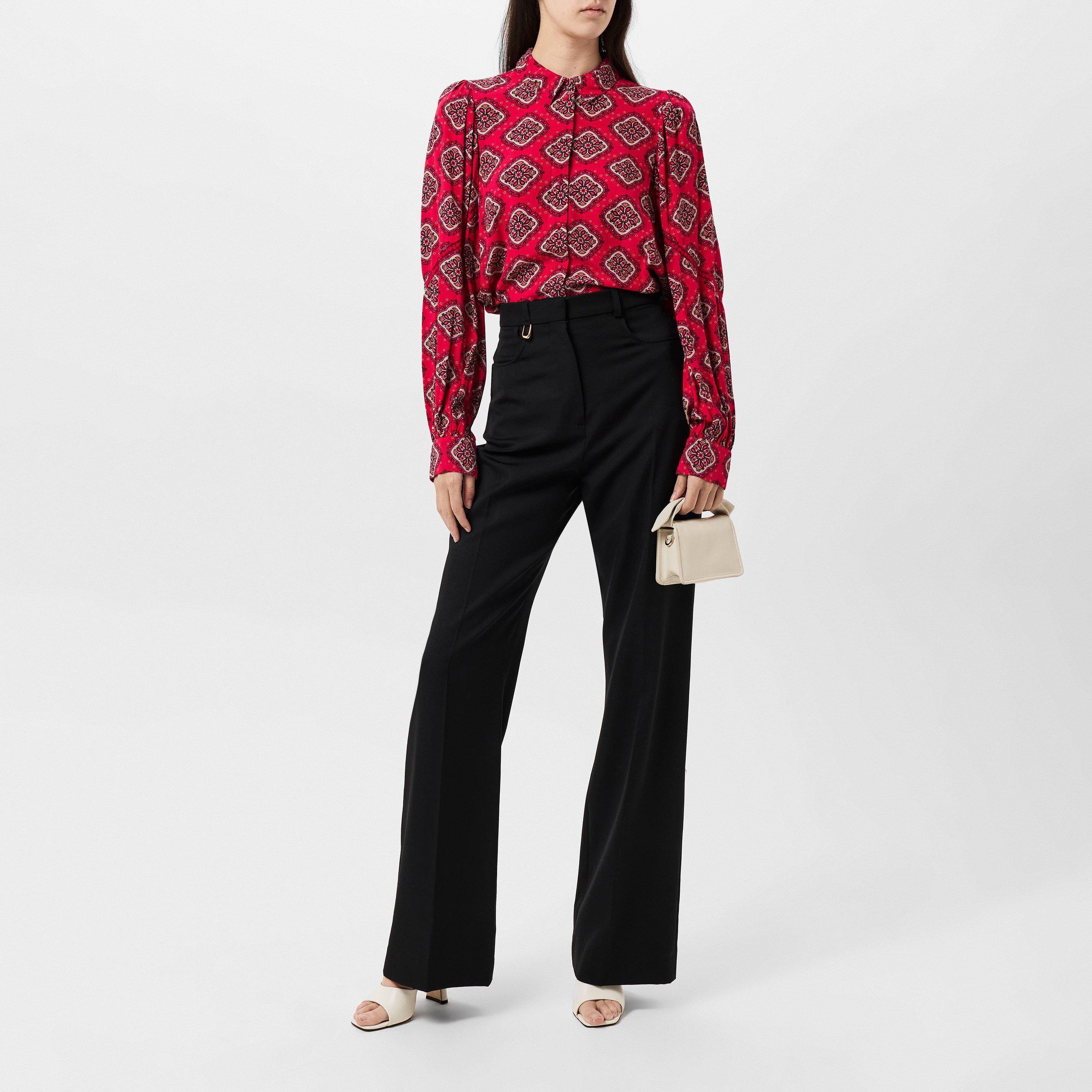 Rspbrry Wine - Vero Moda - Women's Long-Sleeve Lace Patterned Shirt - 5
