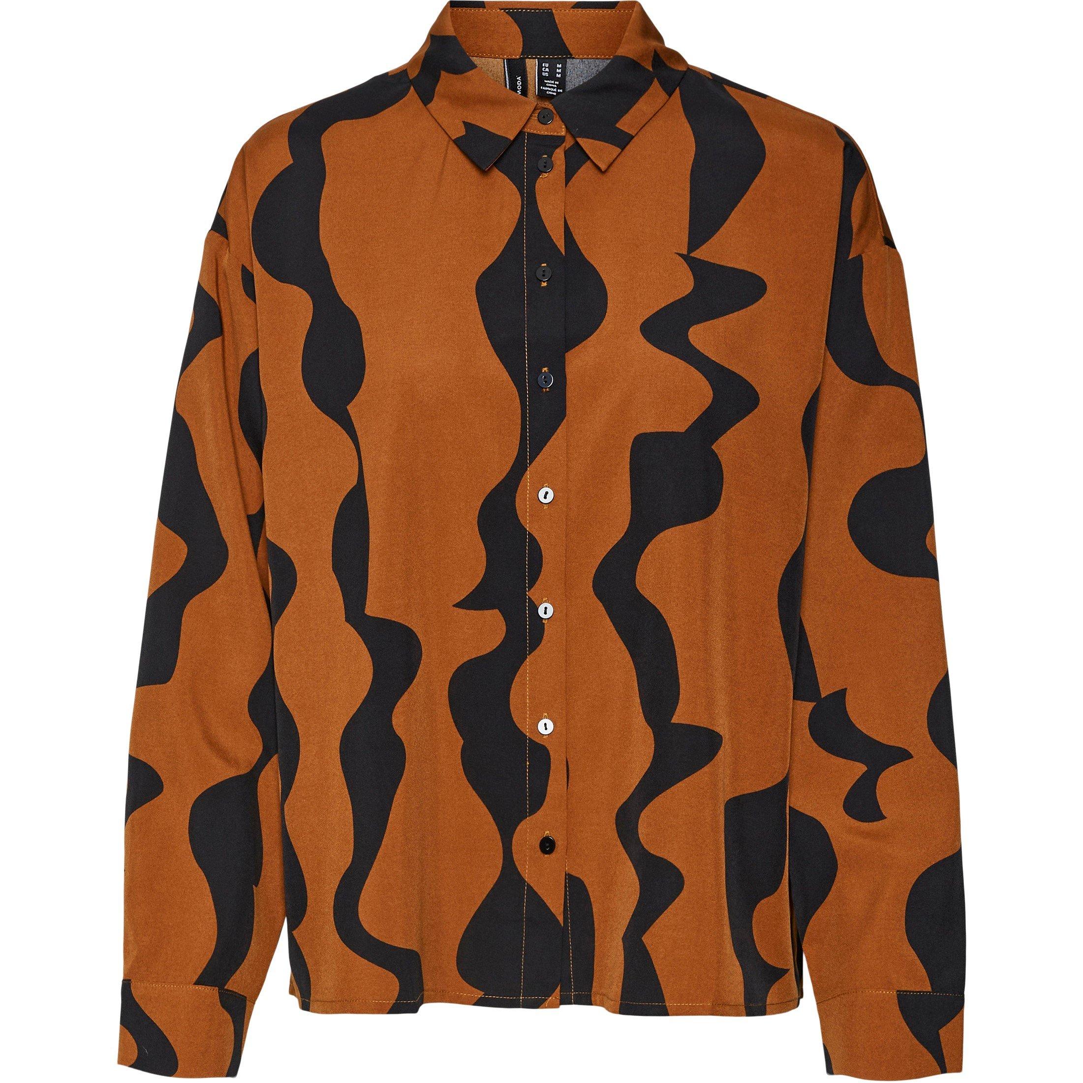 Vero Moda Women's Long-Sleeve Patterned Shirt - Black - 8 (XS)