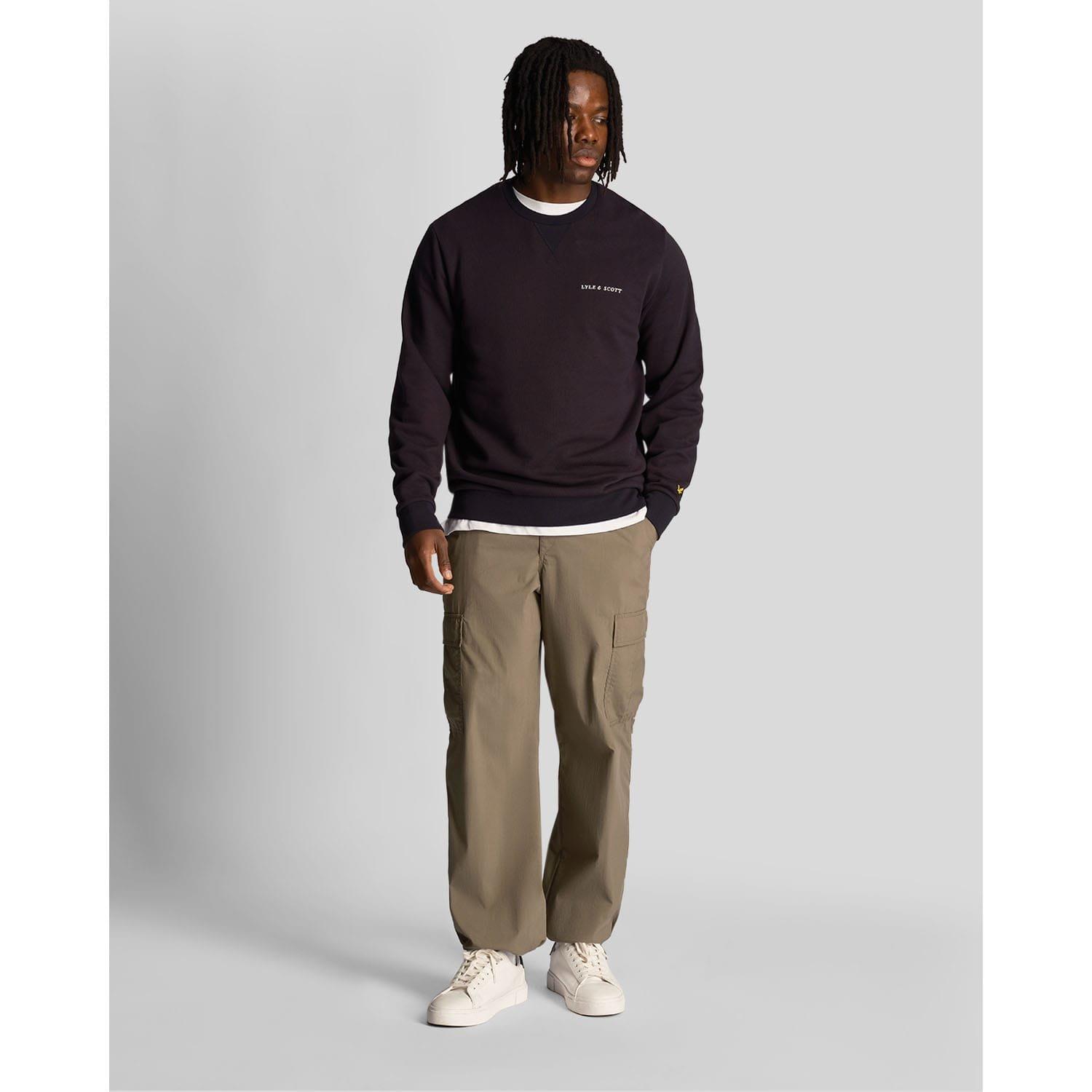 Navy - Lyle and Scott - Loopback Embroidered Crewneck Sweatshirt - 2