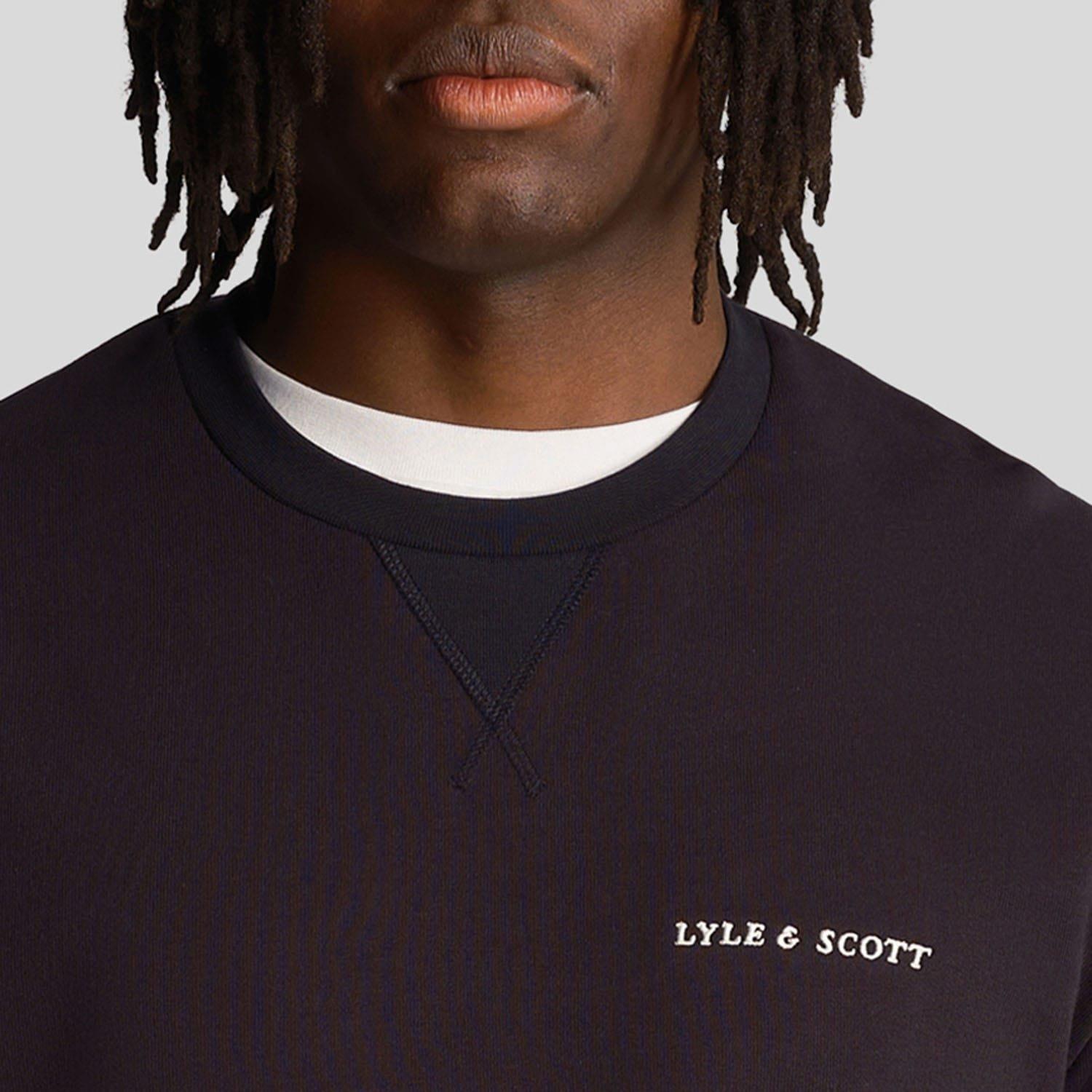 Navy - Lyle and Scott - Loopback Embroidered Crewneck Sweatshirt - 4