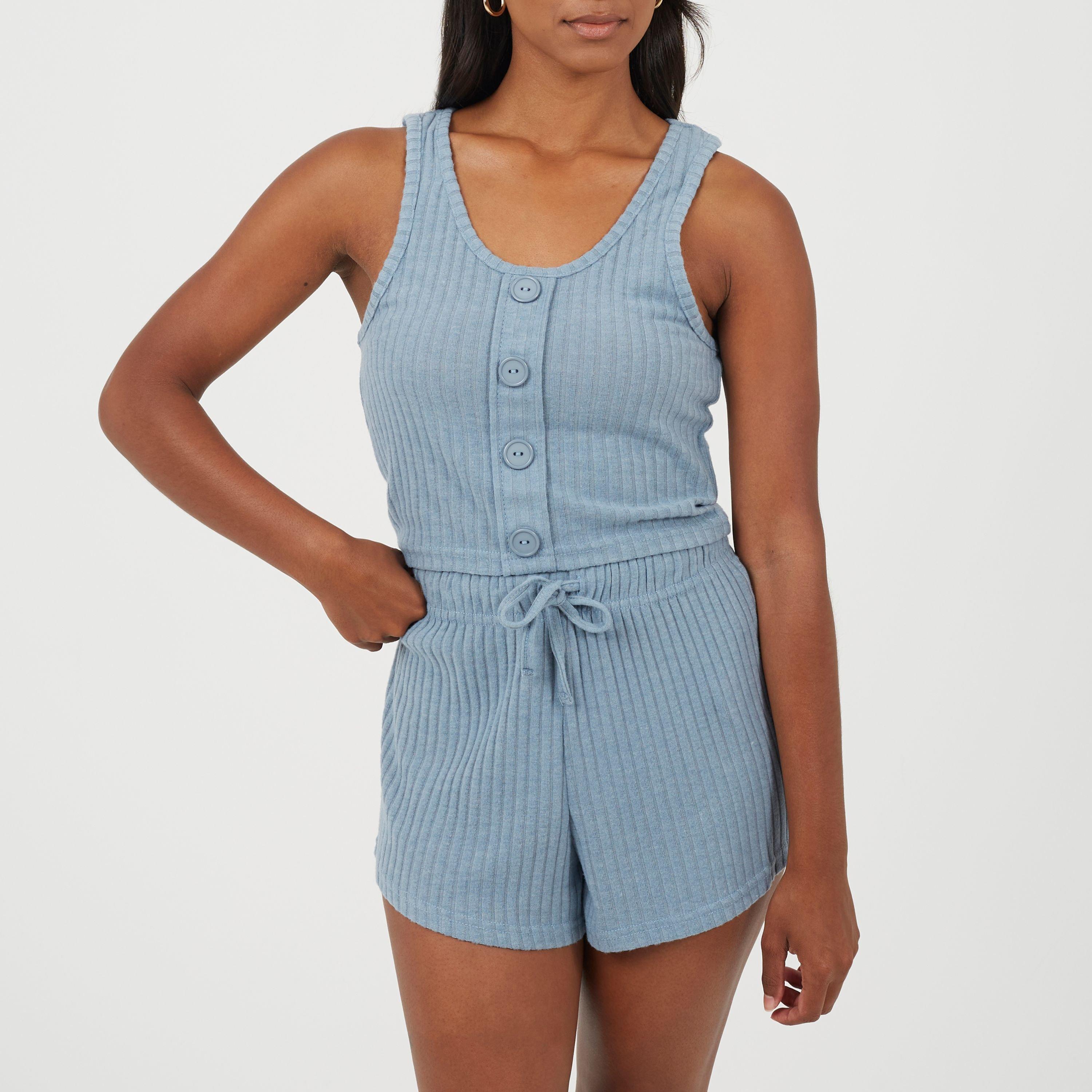 Citadel Blue - Brave Soul - Brave Womens Cropped Vest and Matching Shorts Lounge Set - 1