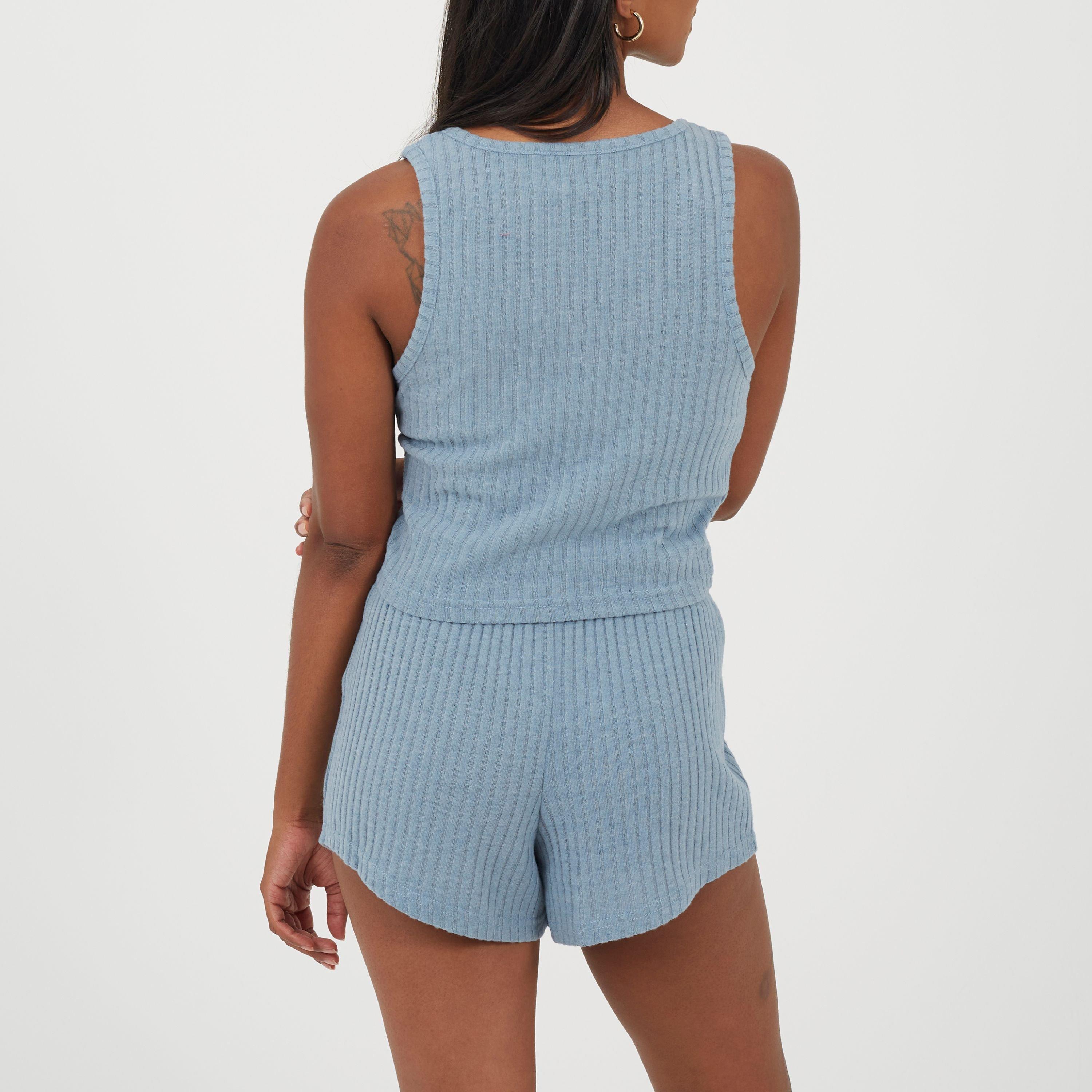 Citadel Blue - Brave Soul - Brave Womens Cropped Vest and Matching Shorts Lounge Set - 2
