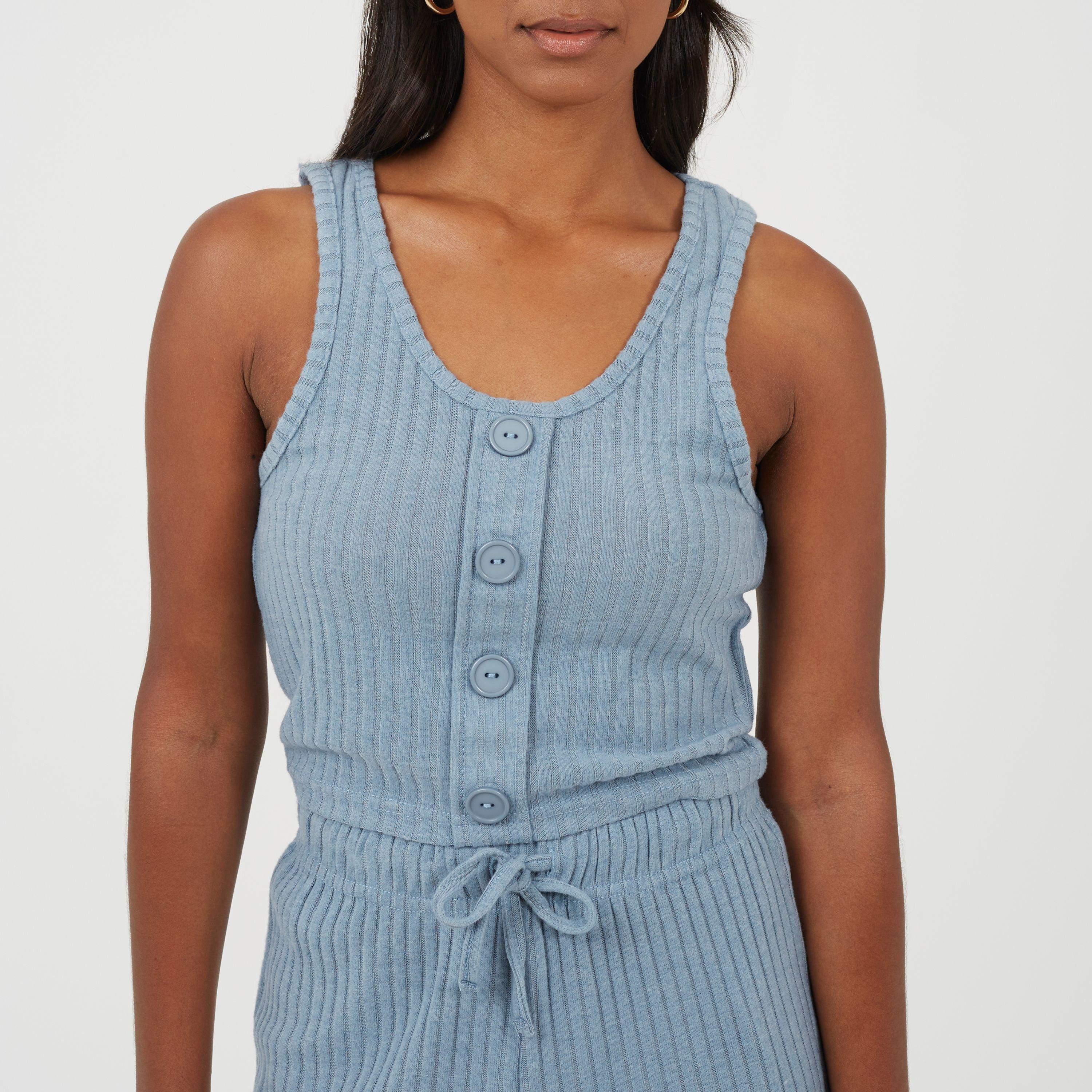 Citadel Blue - Brave Soul - Brave Womens Cropped Vest and Matching Shorts Lounge Set - 3
