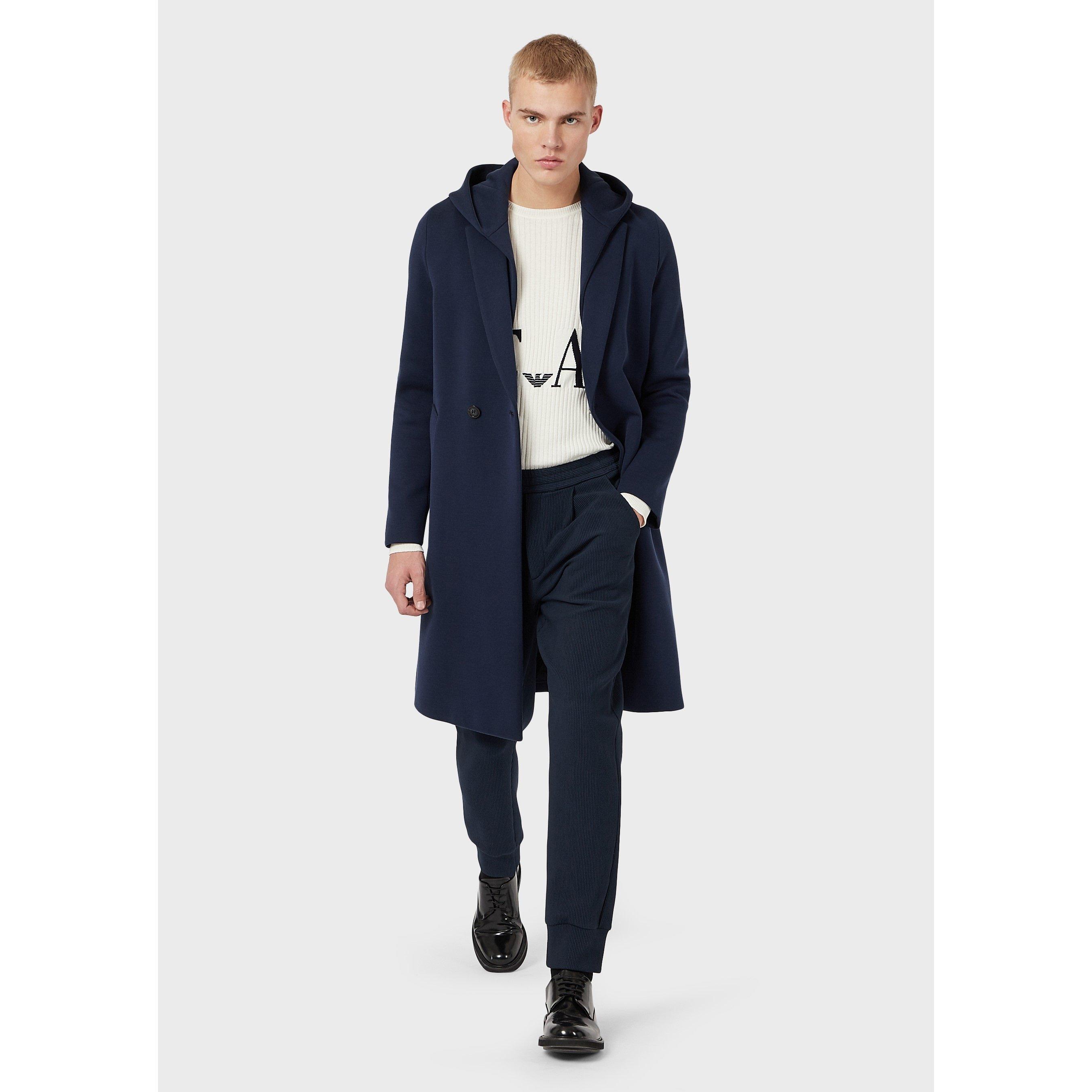 Navy Blue - Emporio Armani - Men's Weather-Resistant Tailored Fit Trench Coat - 3