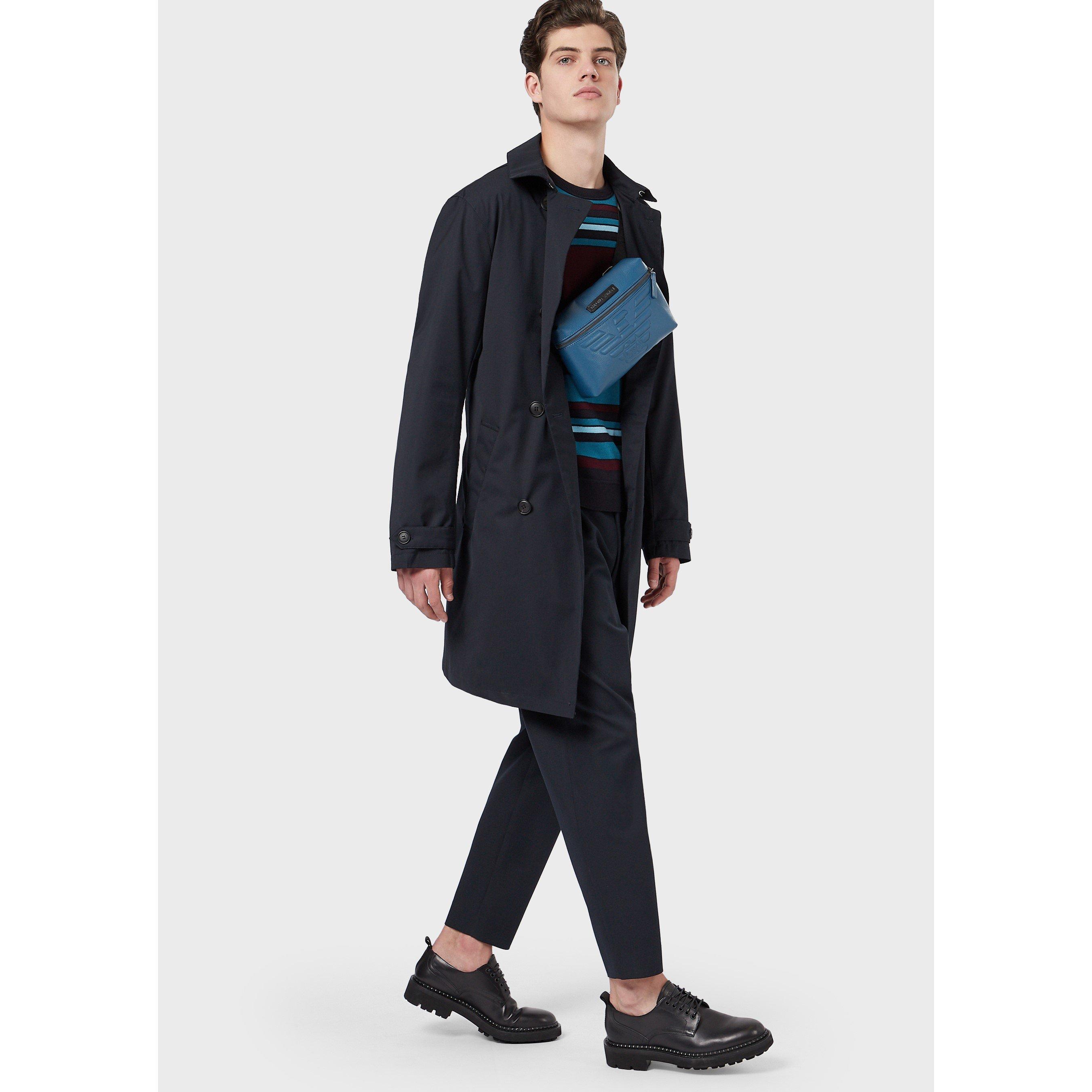 Navy Blue - Emporio Armani - Men's Trench Coat - 2