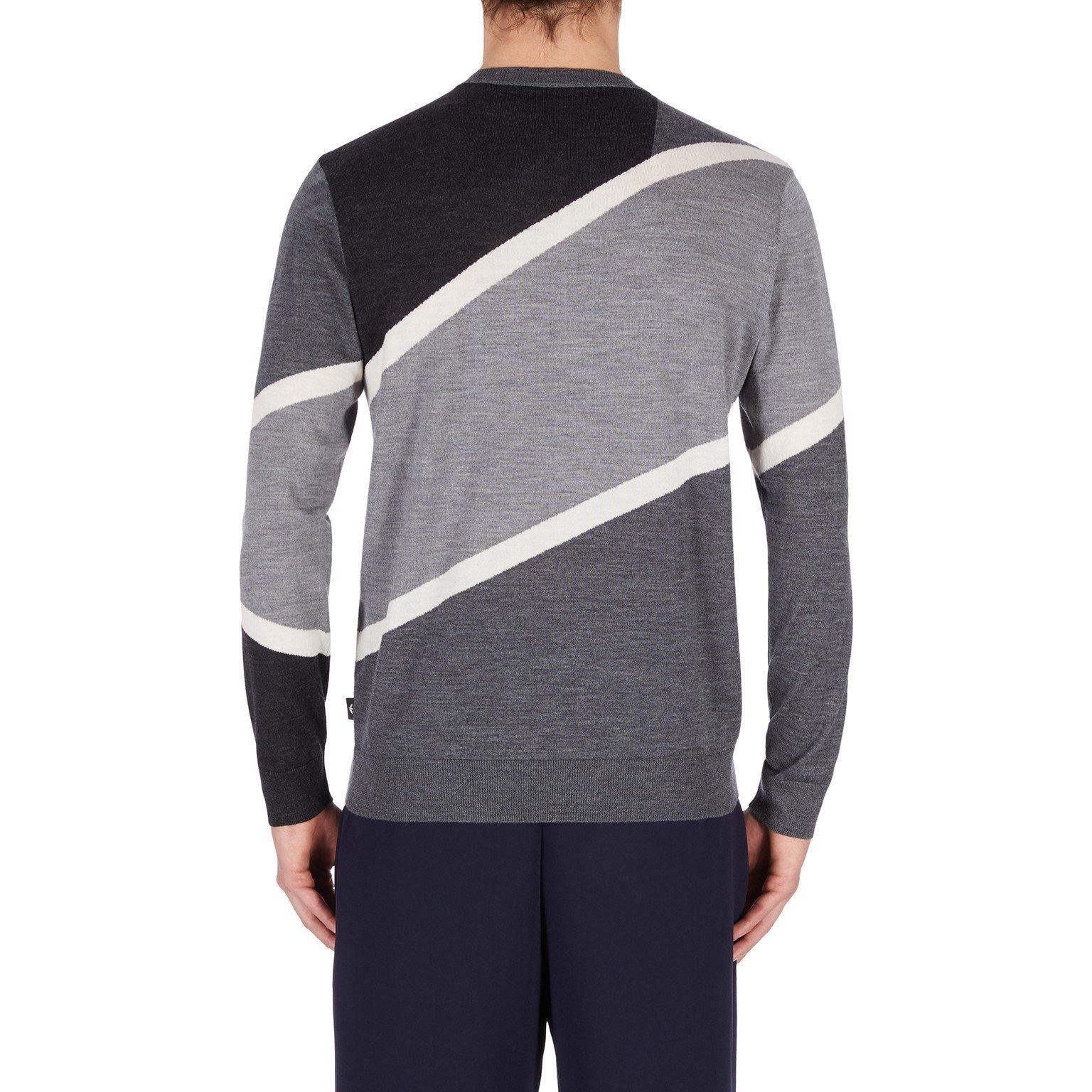 Grey Multi - Emporio Armani - Men's Colourblock Stripe Knitted Top - 3