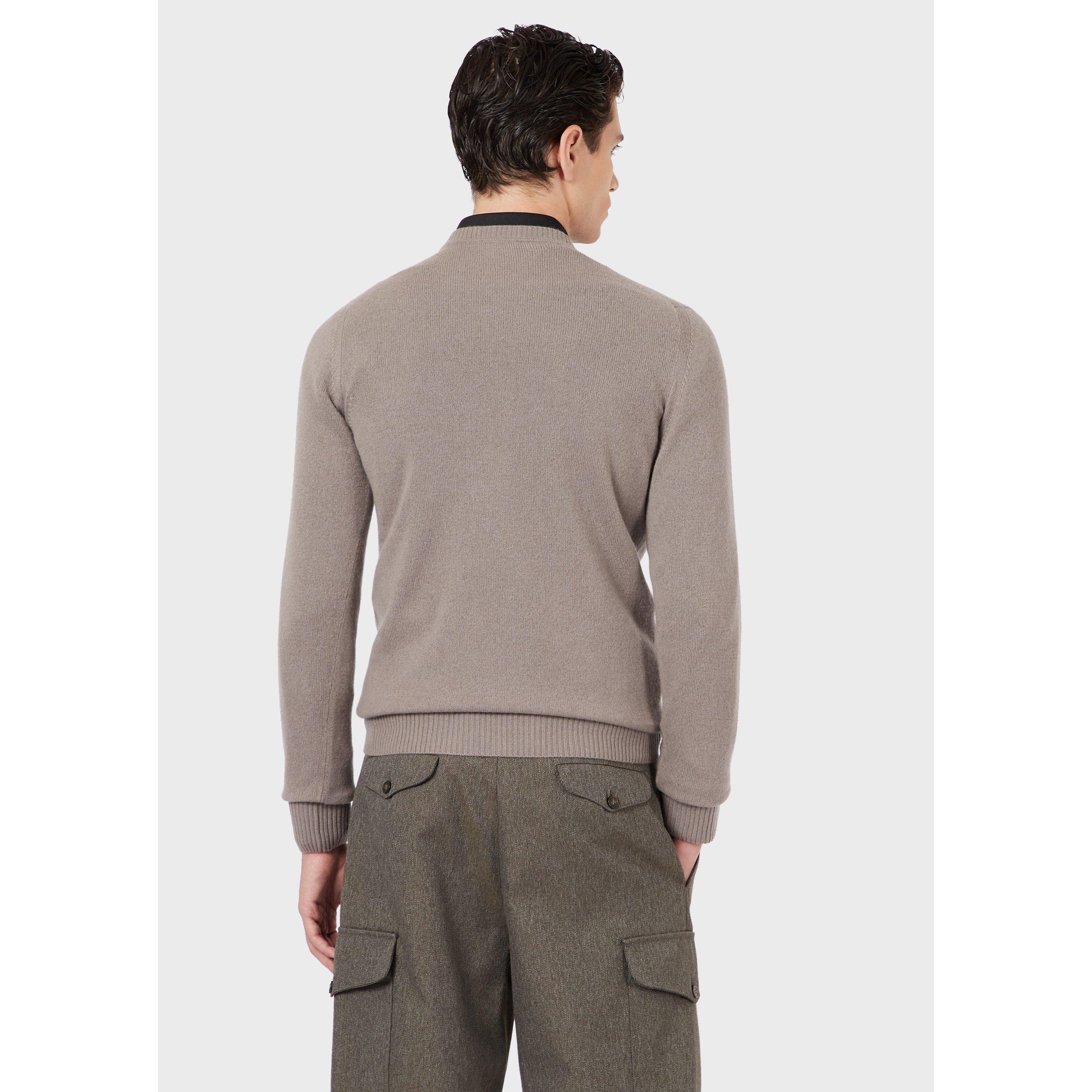Taupe - Emporio Armani - Crew Neck Knit Top - 2