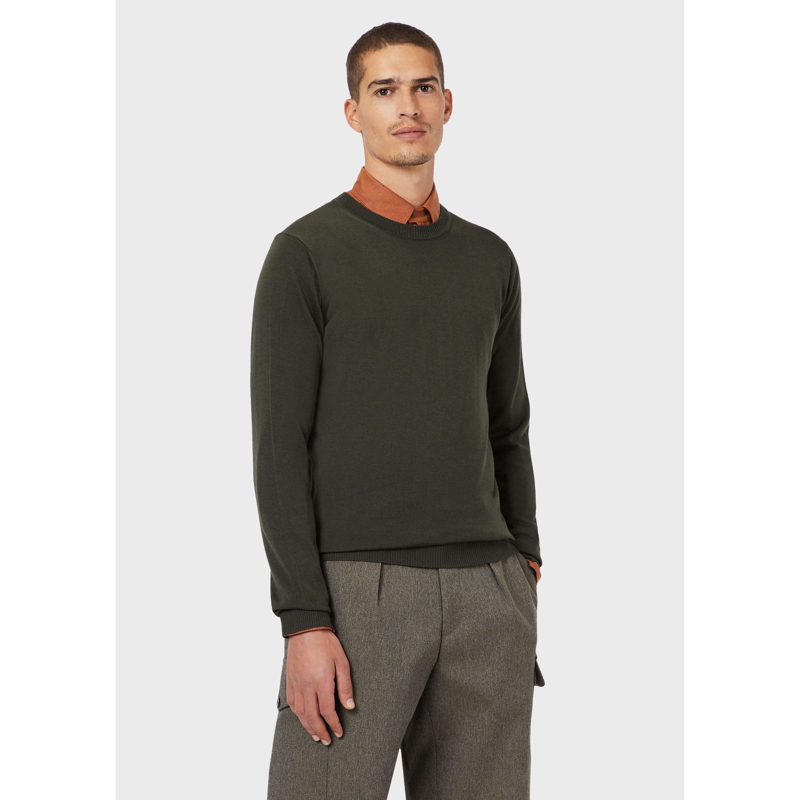 Dark Green - Emporio Armani - Men's Crew Neck Knitted Top - 1