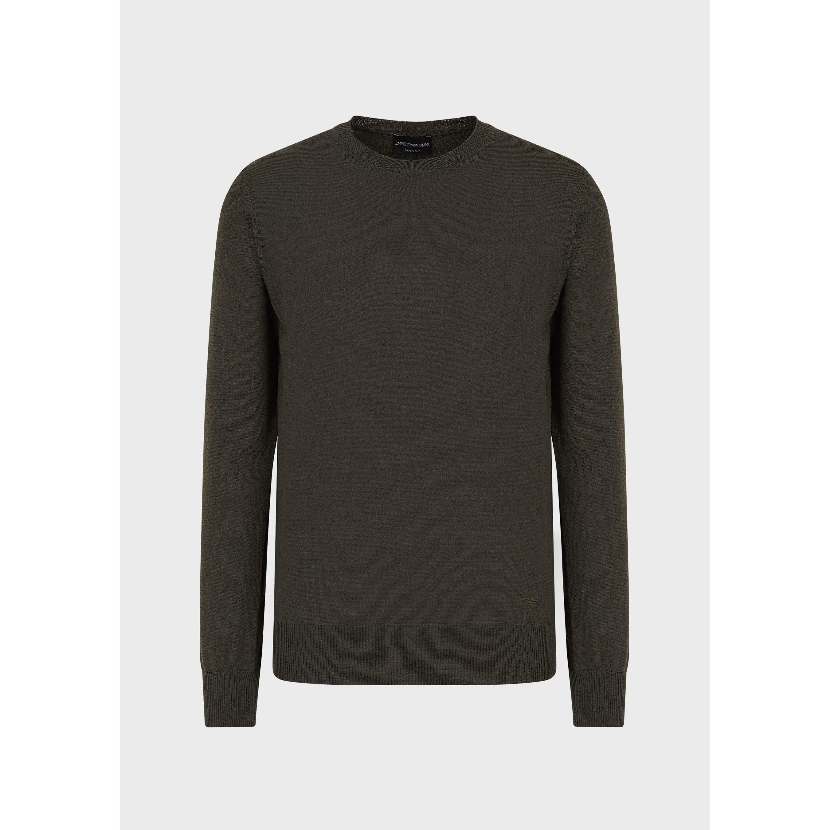 Dark Green - Emporio Armani - Men's Crew Neck Knitted Top - 4