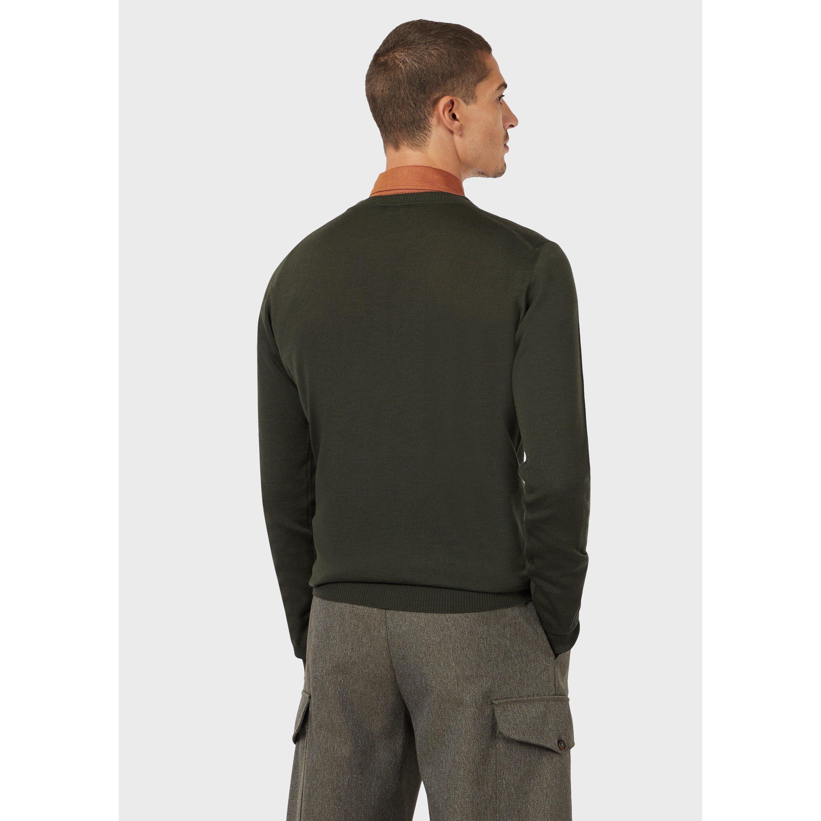 Dark Green - Emporio Armani - Men's Crew Neck Knitted Top - 2
