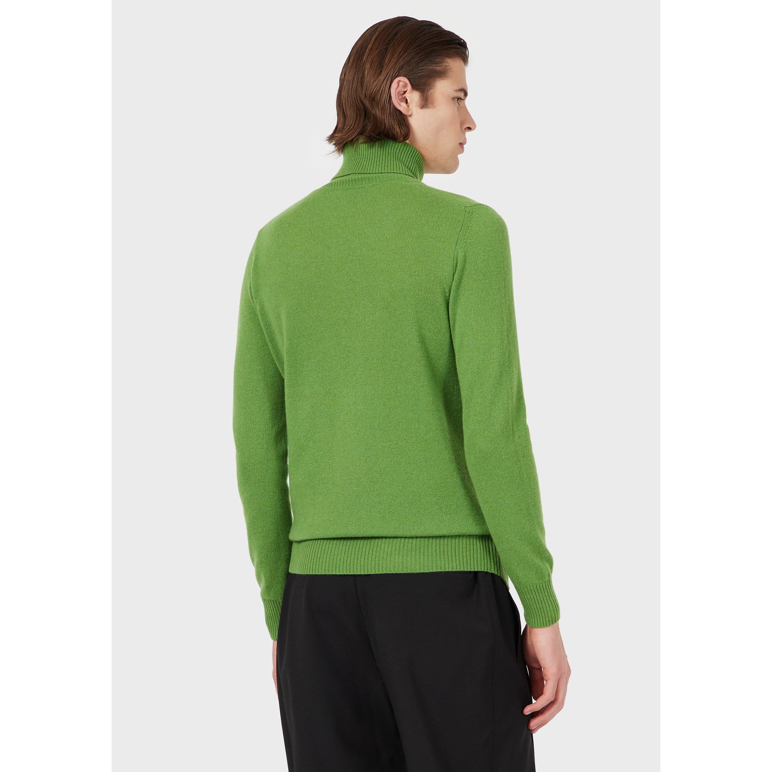 Pea Green - Emporio Armani - Men's Turtle Neck Knitted Top - 2