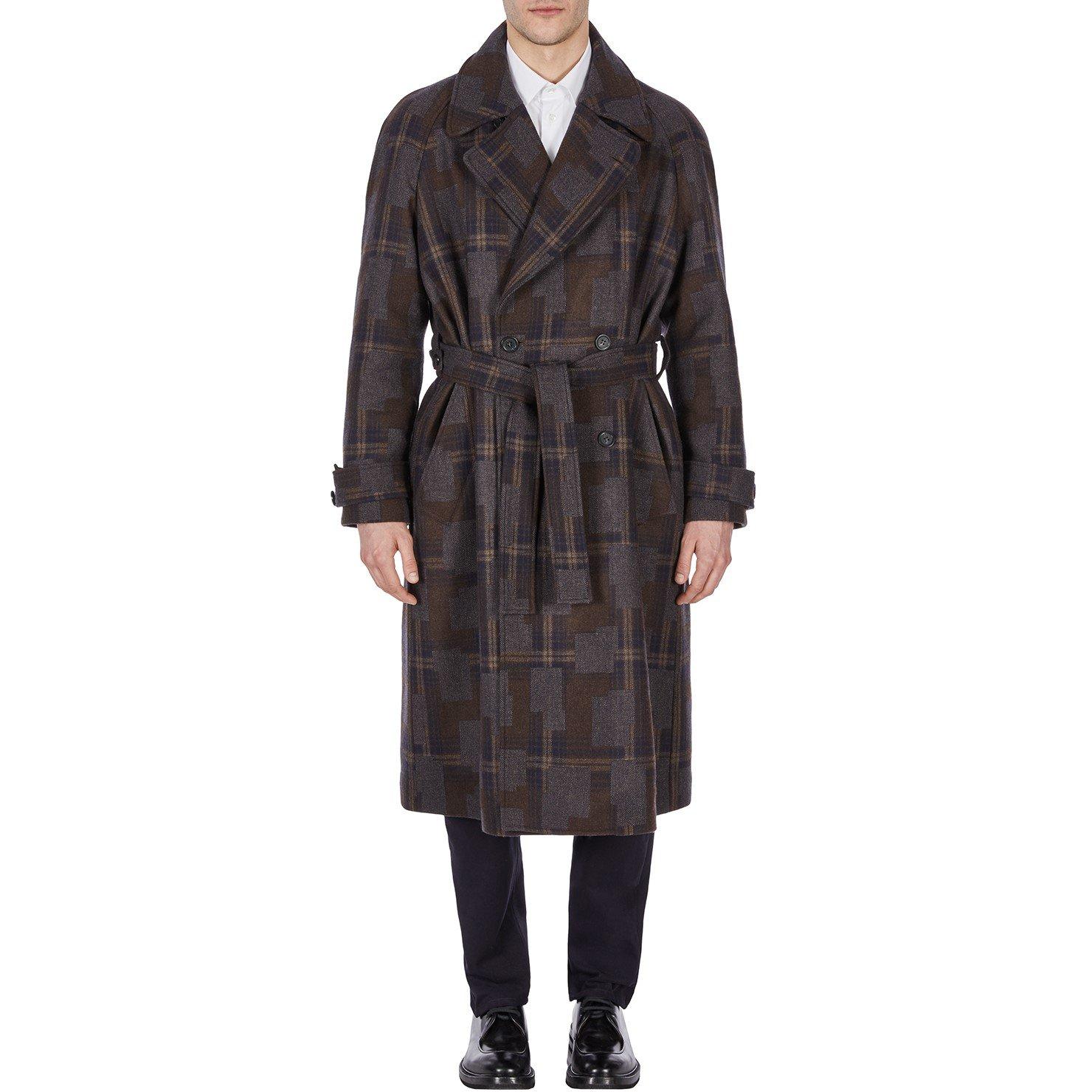 Avio Multi - Emporio Armani - Men's Patterned Belted Trench Coat - 1