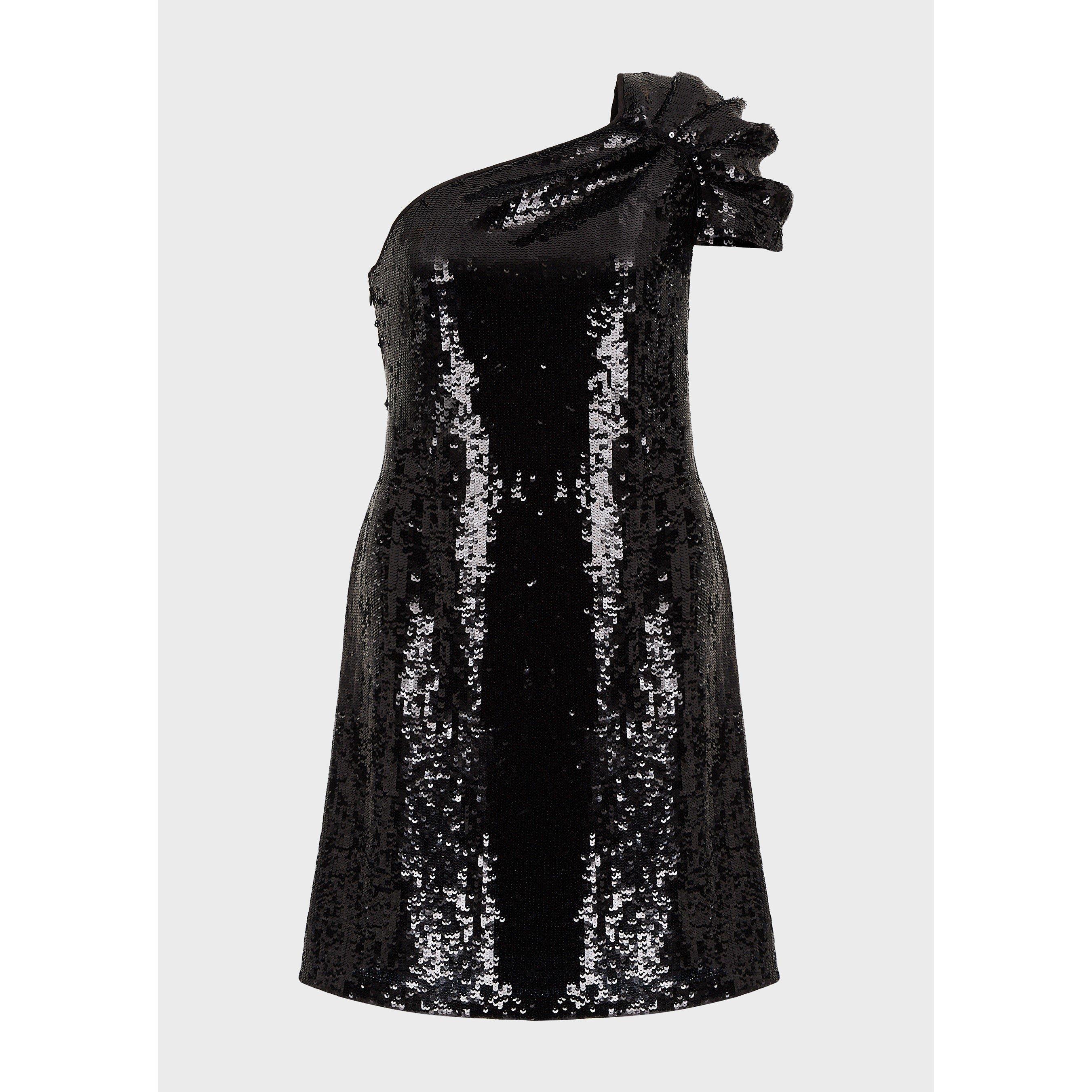 Black - Emporio Armani - Women's Shoulder Bow Mini Dress - 5