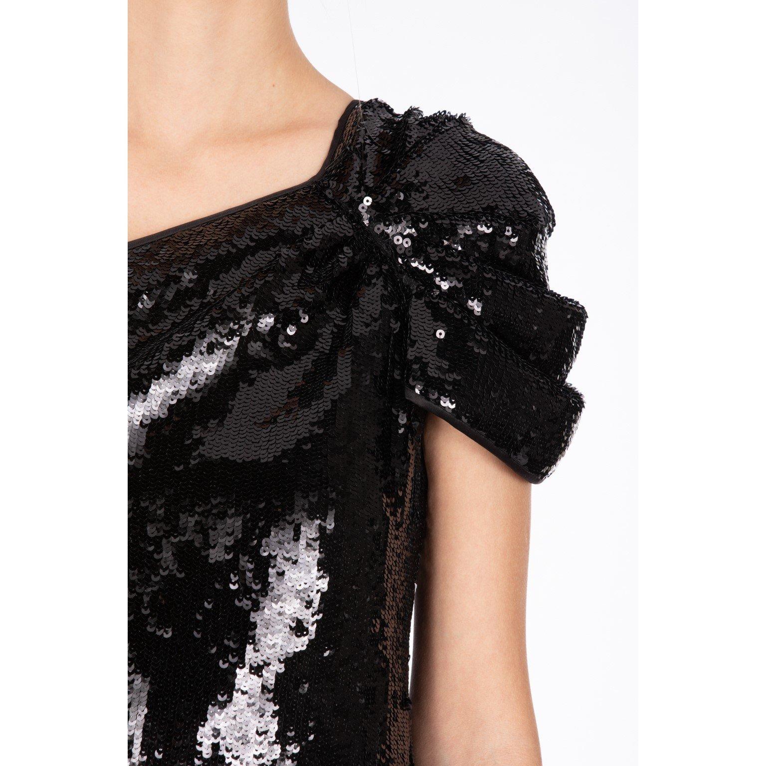 Black - Emporio Armani - Women's Shoulder Bow Mini Dress - 4