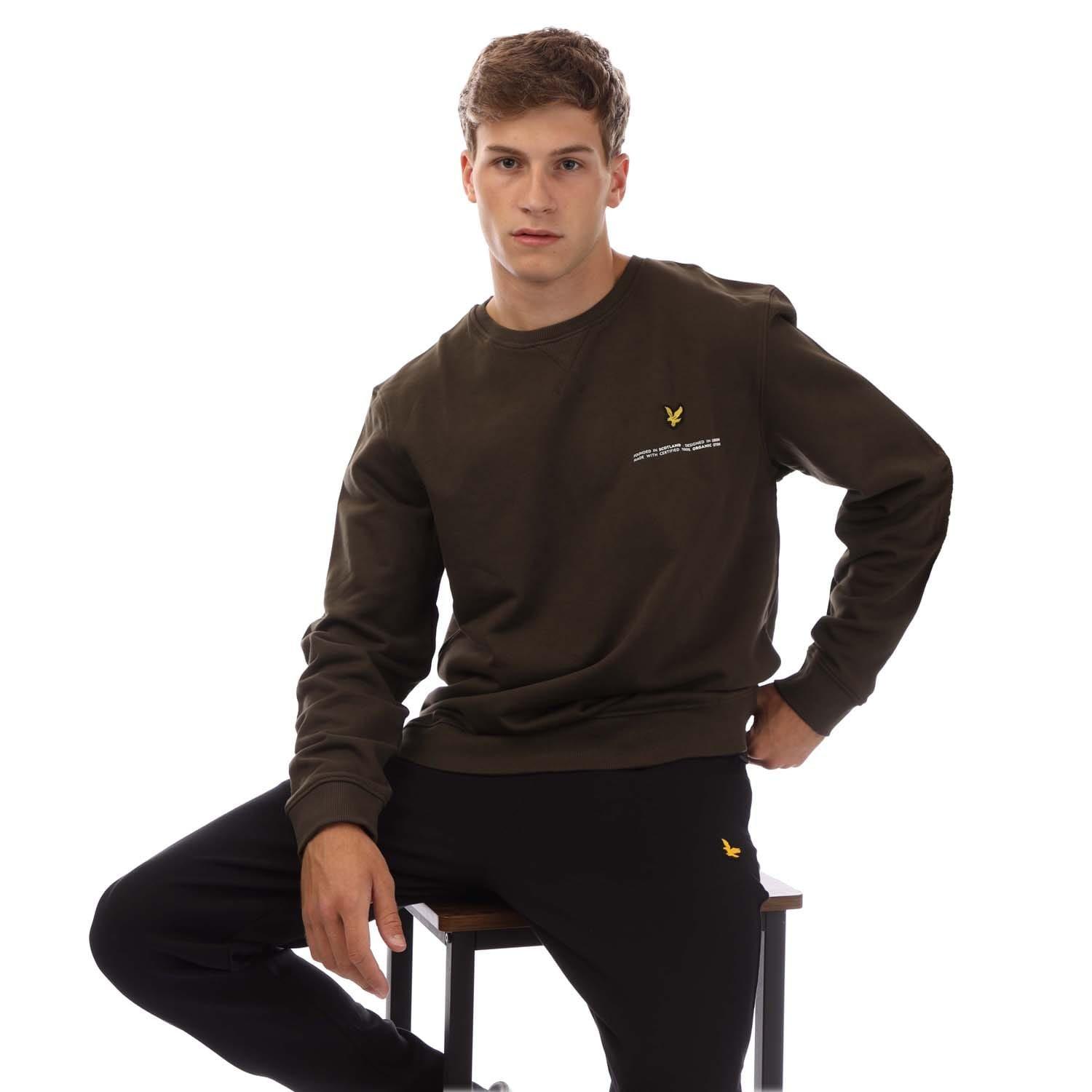Olive - Lyle and Scott - Organic Print Crew Neck Sweatshirt - 4