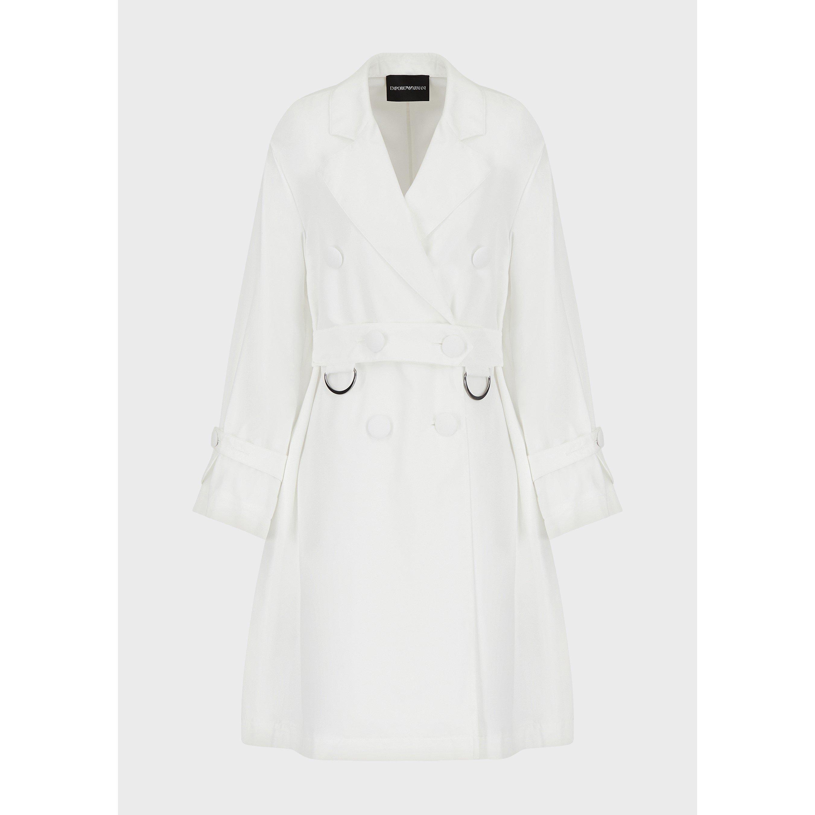White - Emporio Armani - Women's Belted Weather-Resistant Tailored Fit Trench Coat - 6