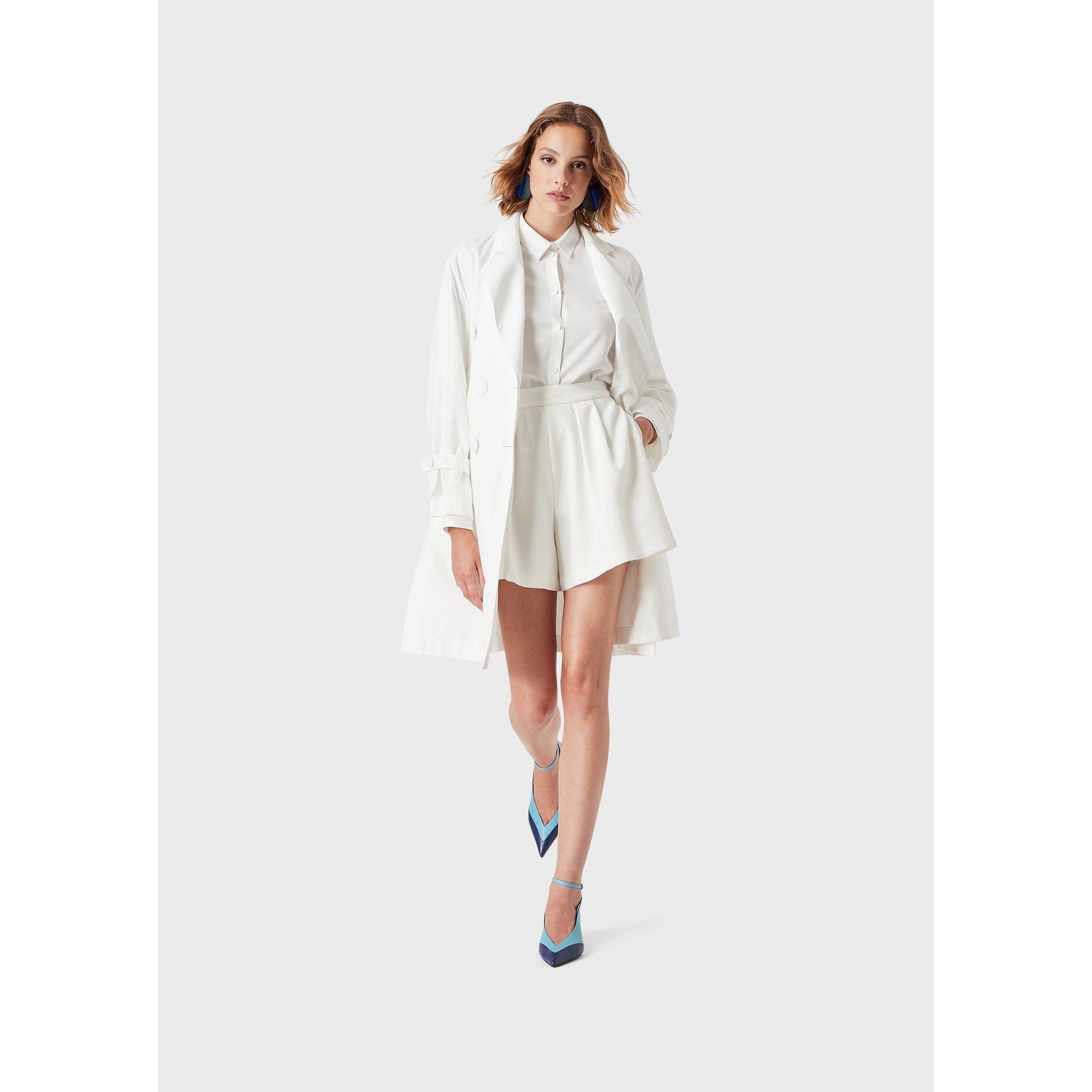 White - Emporio Armani - Women's Belted Weather-Resistant Tailored Fit Trench Coat - 3