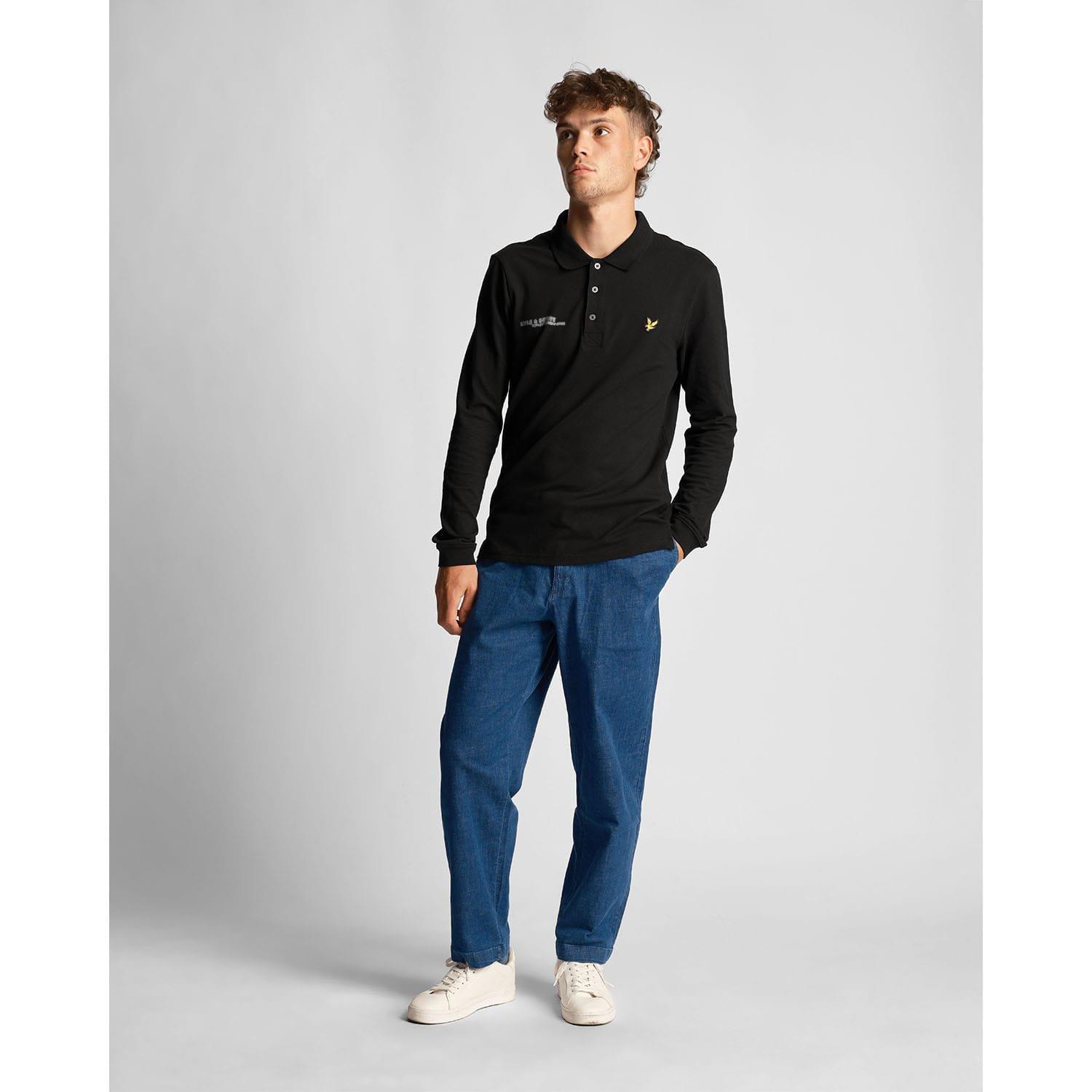 Black - Lyle and Scott - Co-Ordinate Print Long Sleeve Polo Shirt - 2