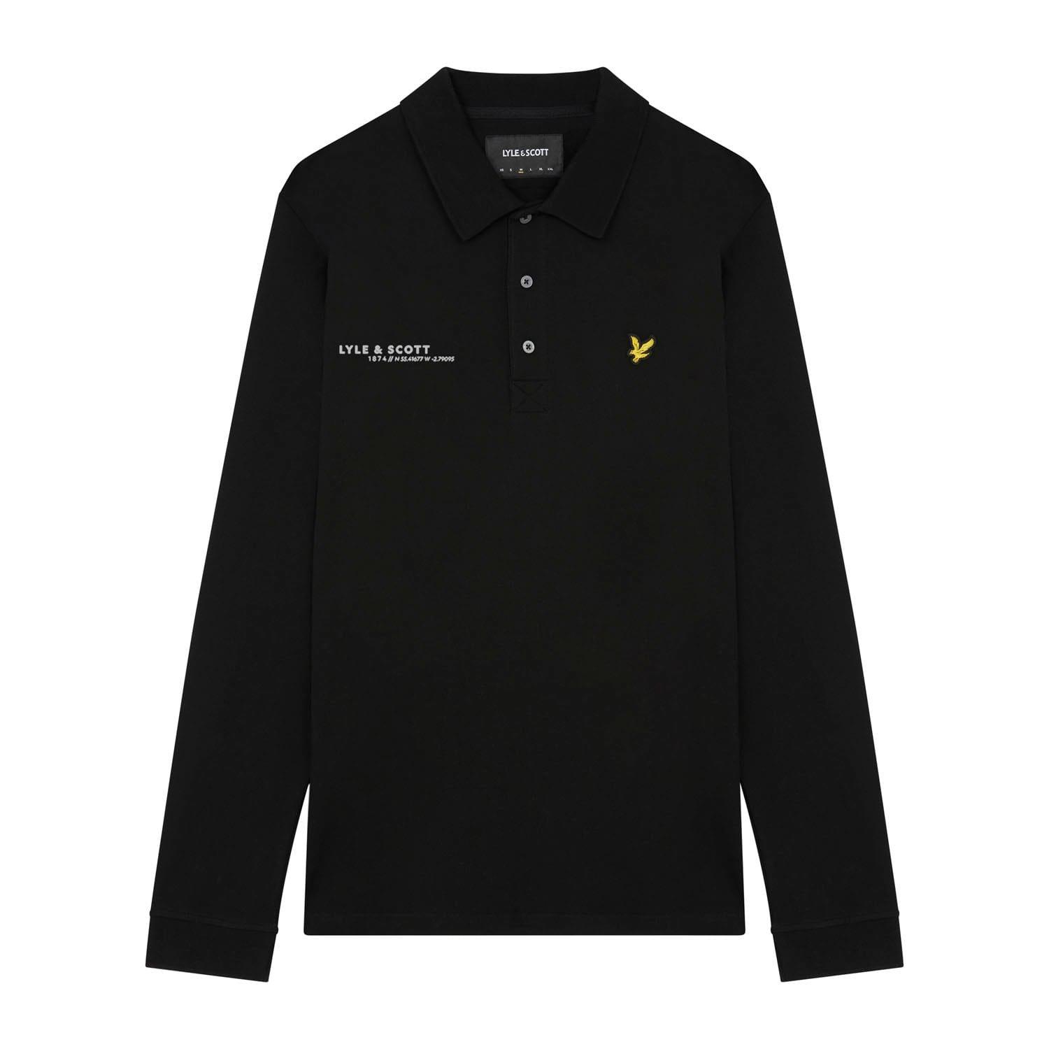 Black - Lyle and Scott - Co-Ordinate Print Long Sleeve Polo Shirt - 5