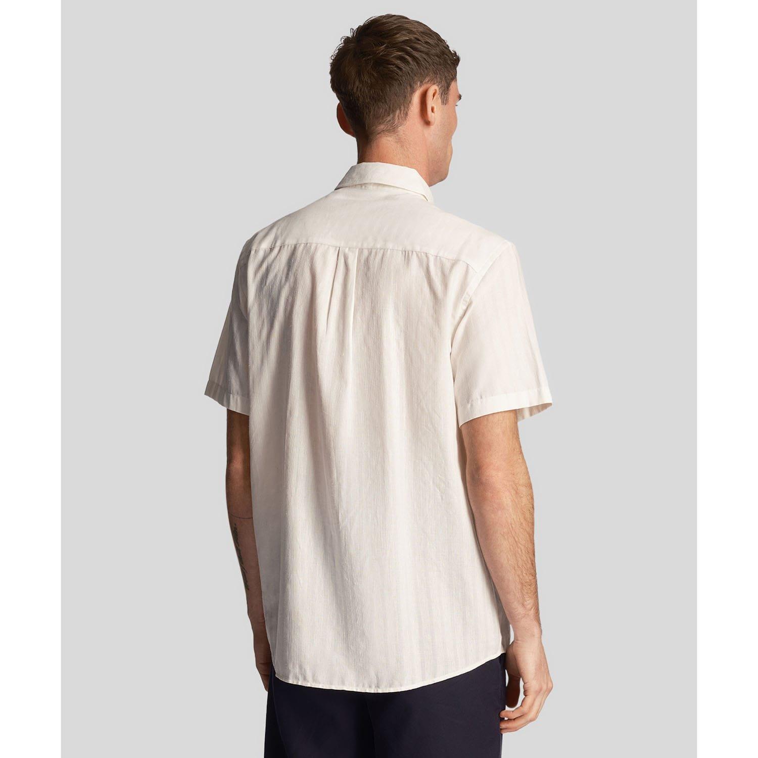 White - Lyle and Scott - Textured Stripe Short Sleeve Shirt - 3